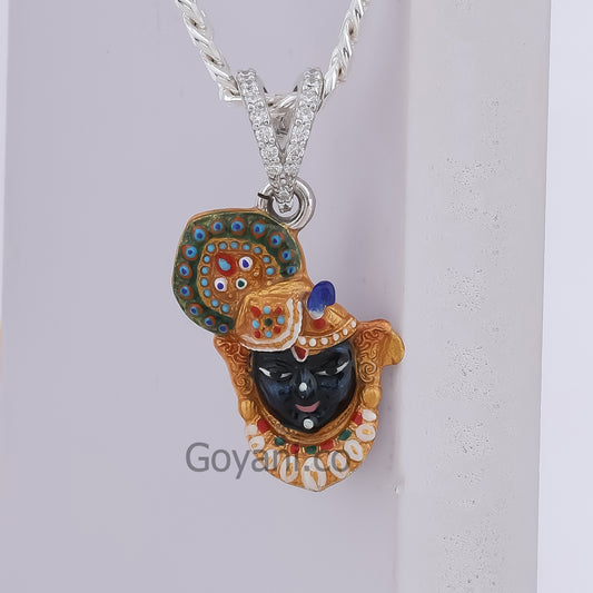 Shrinathji Face Enamel 925 Silver Pendant