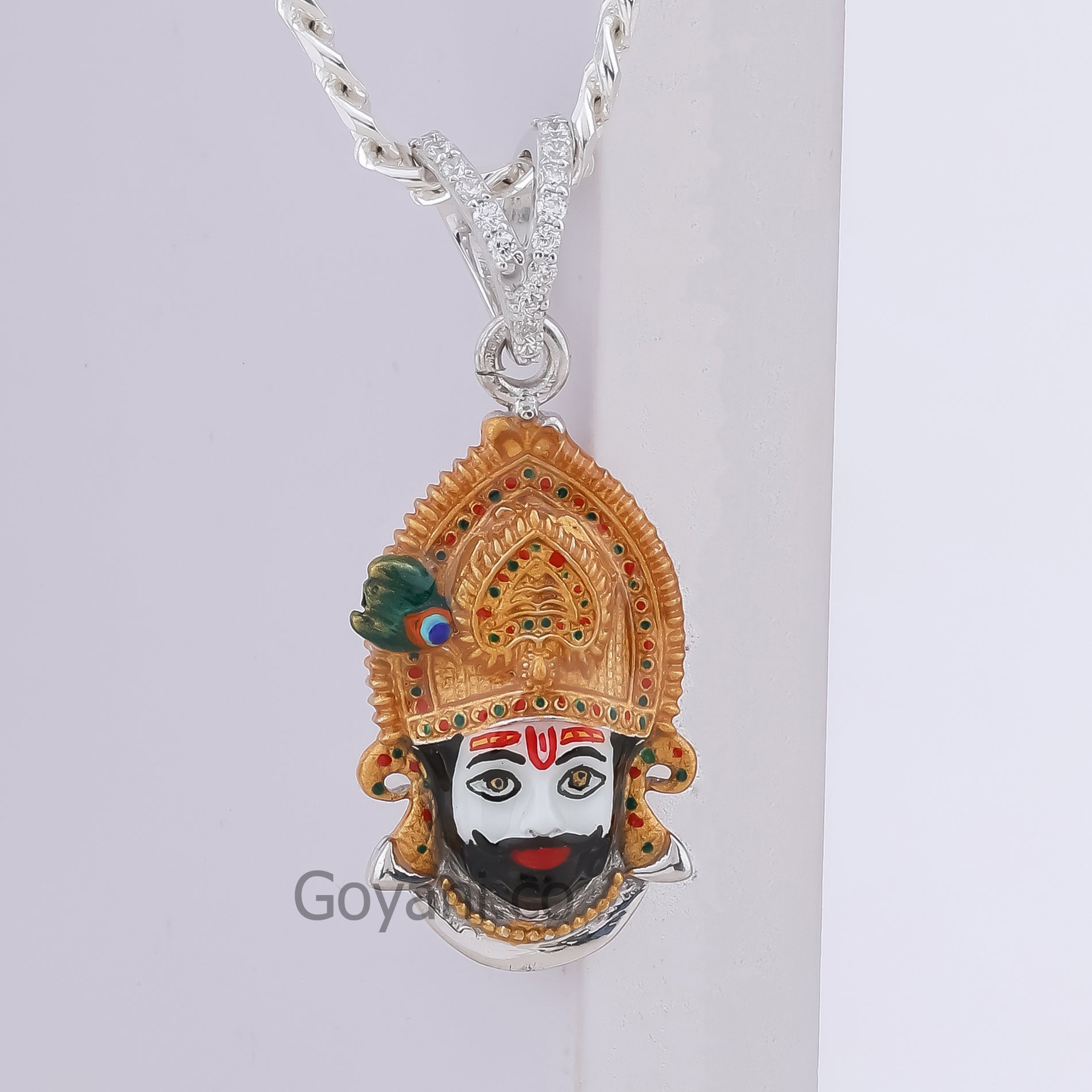 Khatu Shyam Enamel 925 Silver Pendant