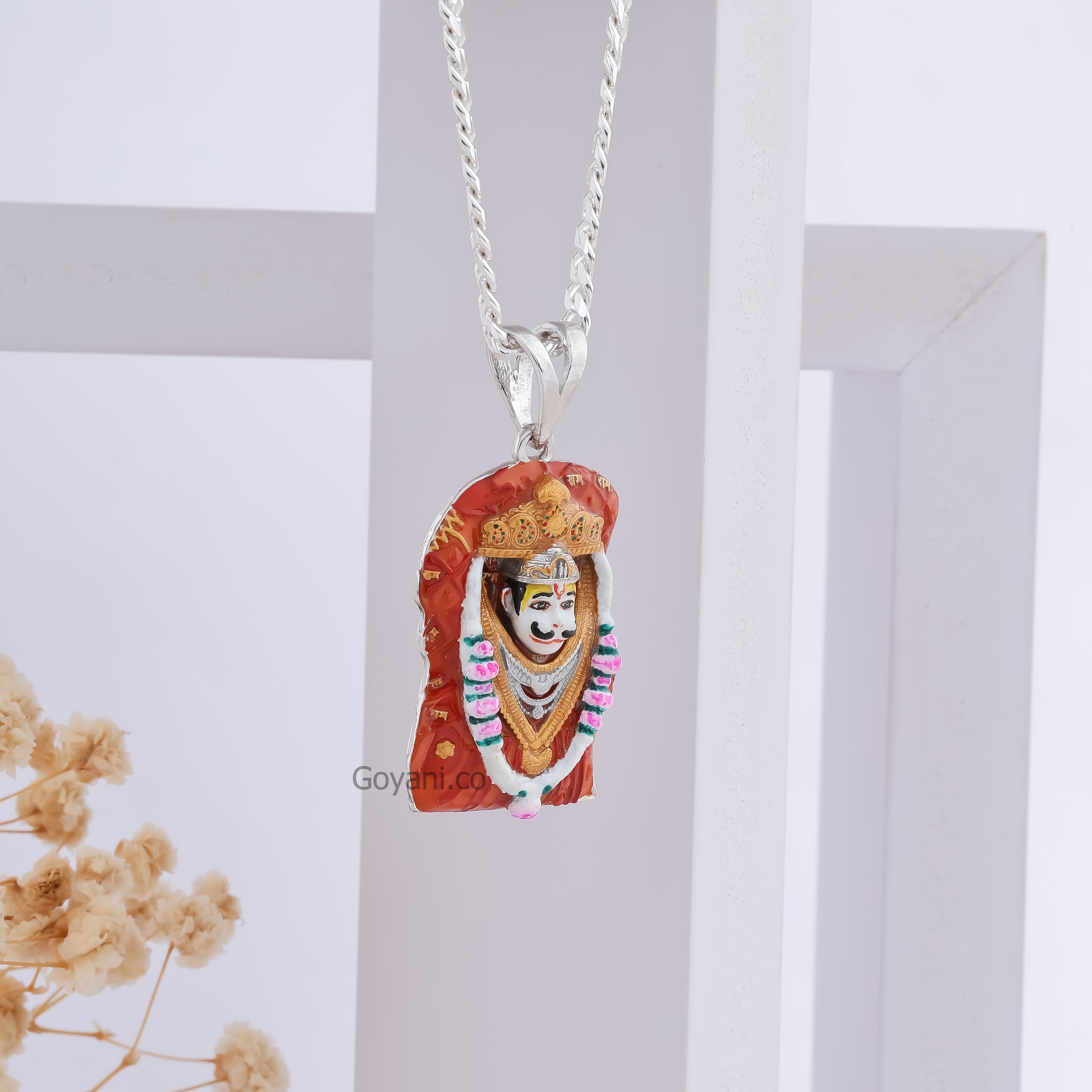 Bhurakhiya Hanumanji Enamel 925 Silver Pendant