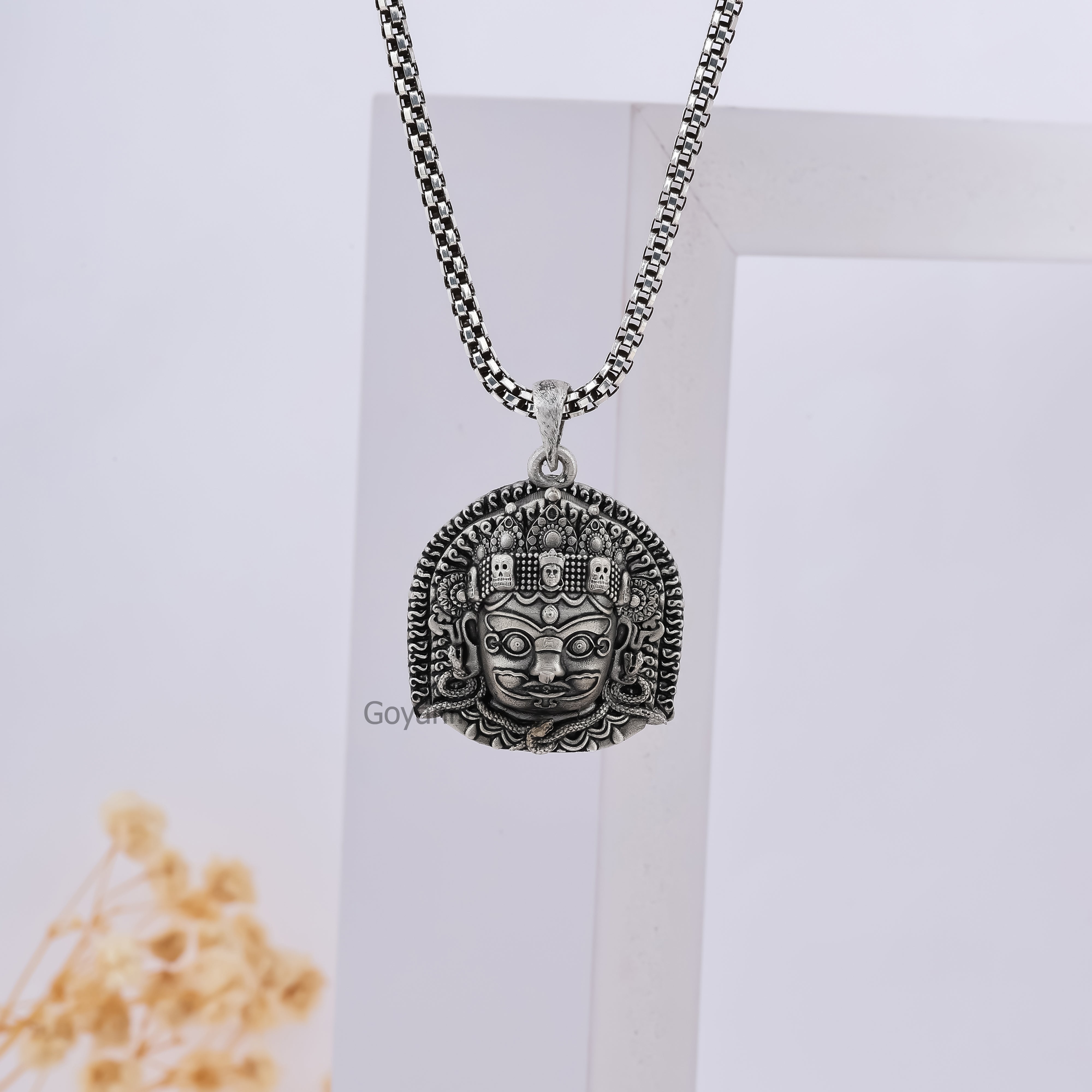 Silver kaal bhairav pendant