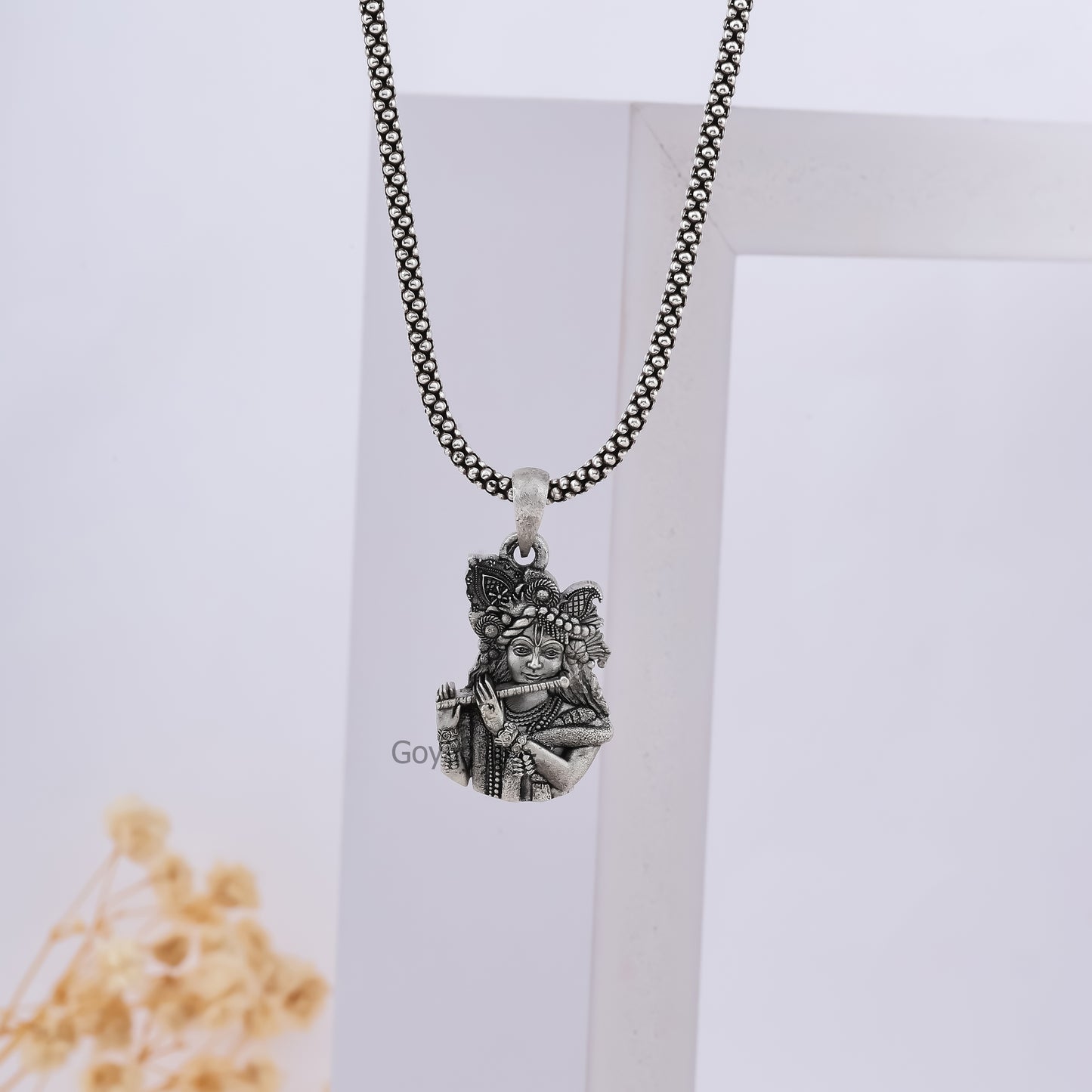 Silver Hare Krishna Pendant