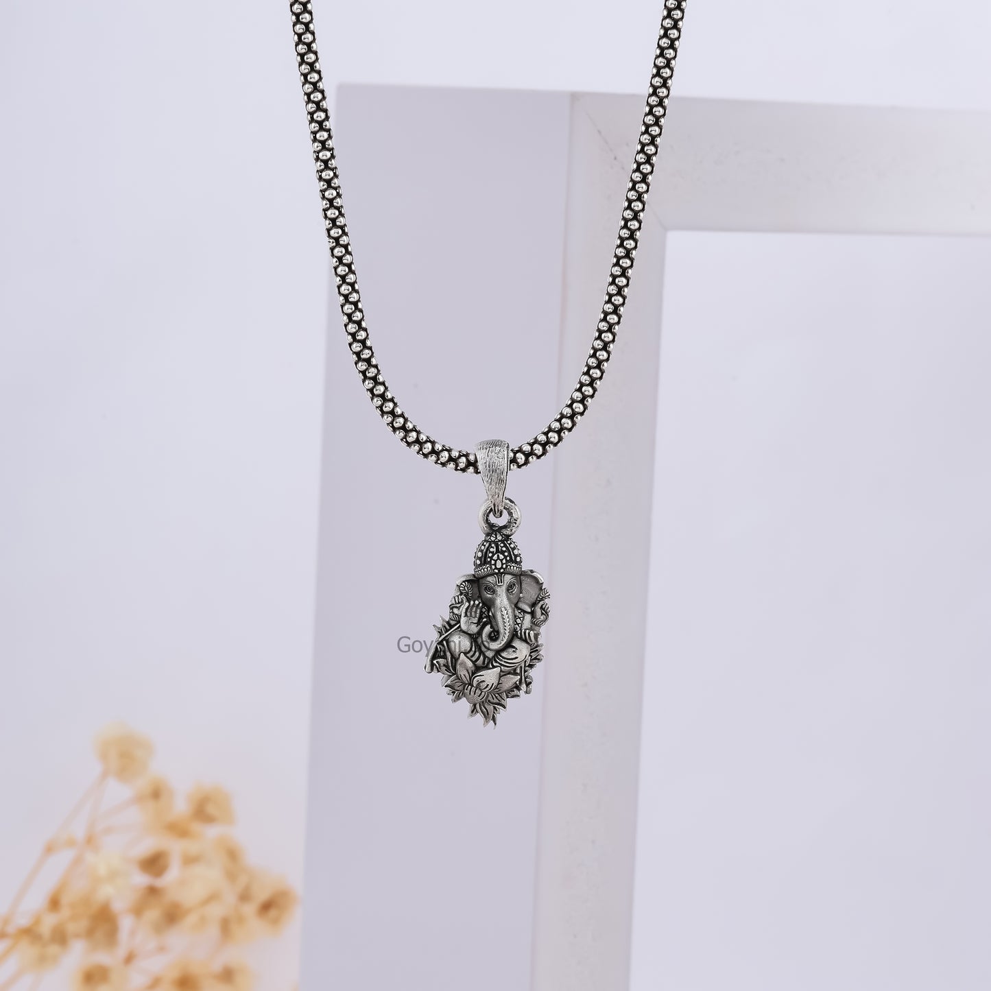 Ganesha Sitting On Lotus Flower Pendant