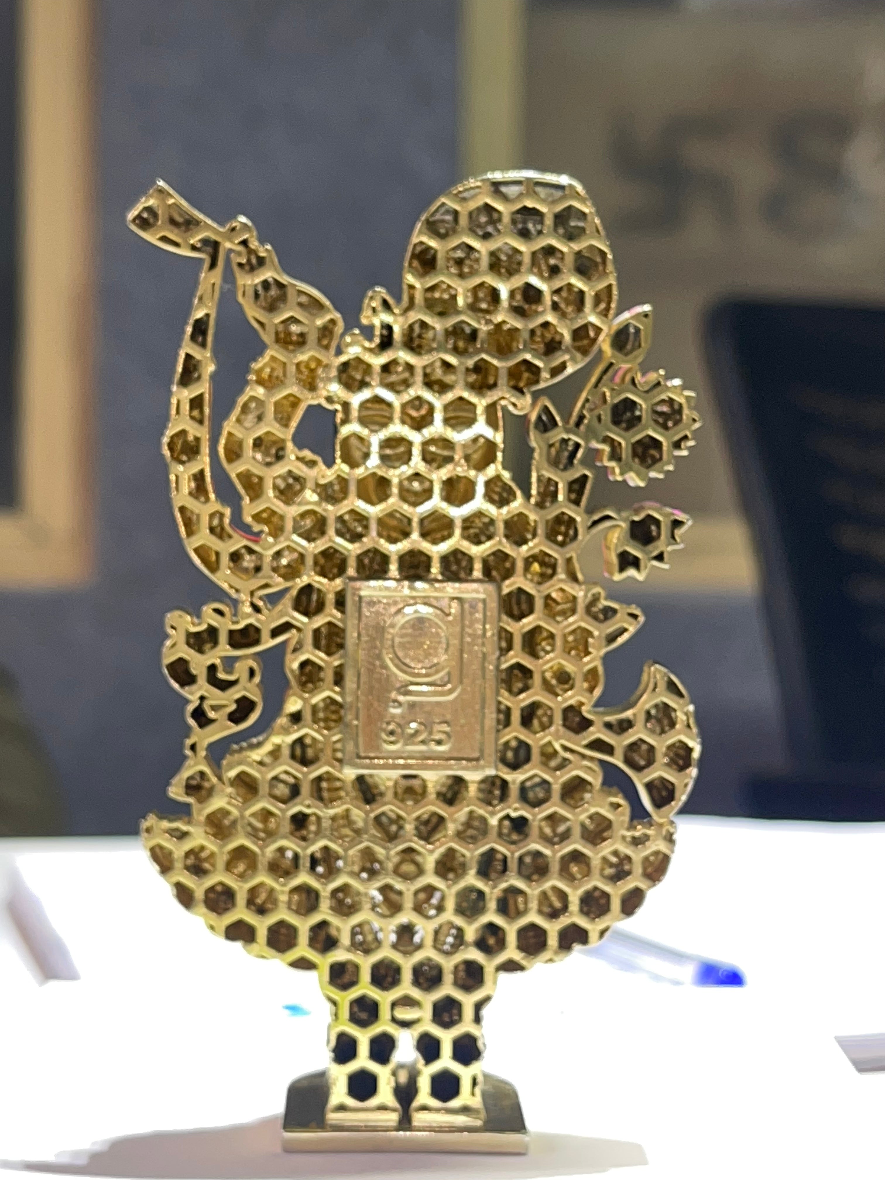 Shreenathji Murti Pure 925 Sterling Silver Idol | Gold Polish + Meena (Mina) Work | Nathdwara Srinathji Krishna Mandir Pooja Gift