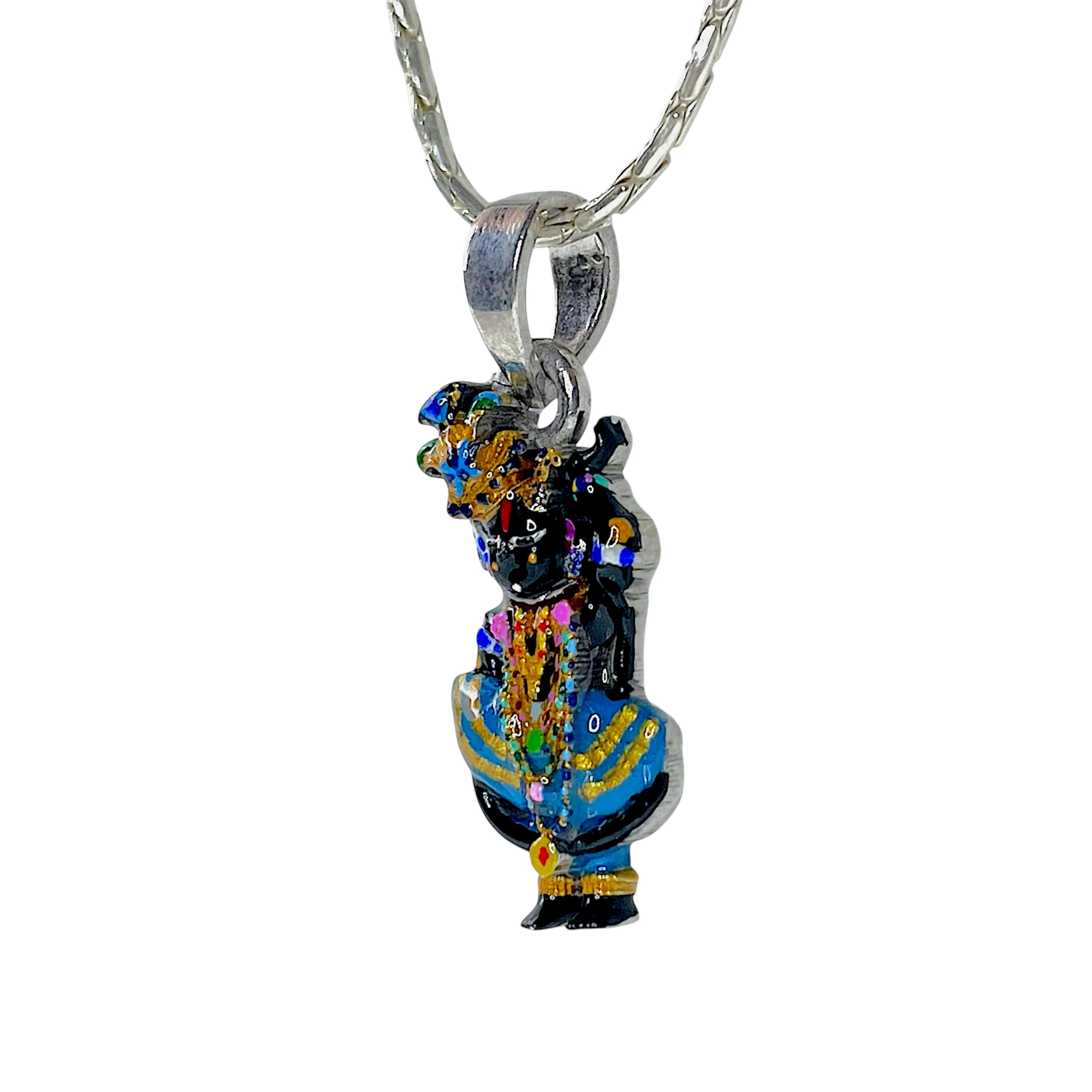 925 Sterling Silver Shri Girdhar Lal Ji Pendant with Meena Work | Divine Krishna Locket for Blessings & Devotion