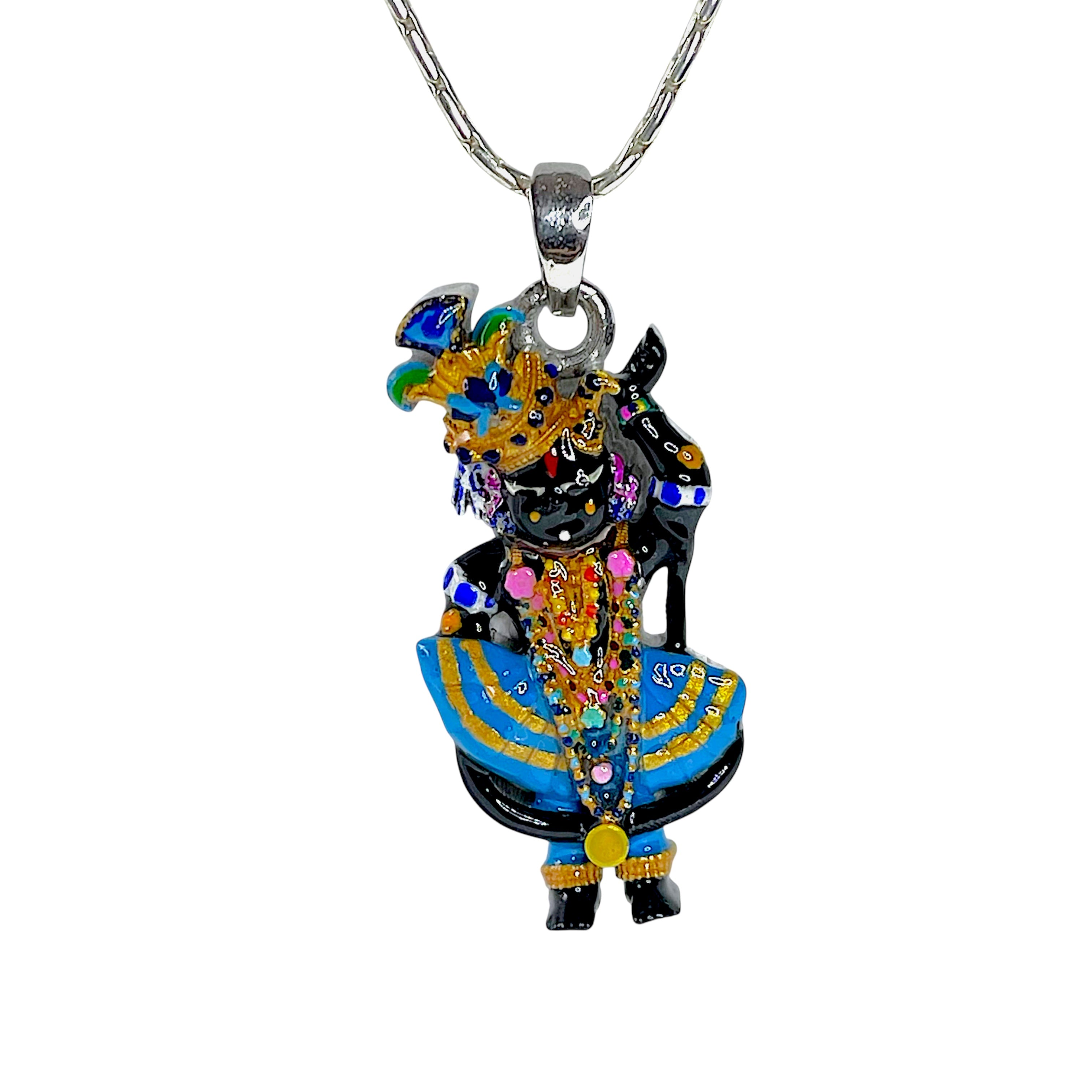 925 Sterling Silver Shri Girdhar Lal Ji Pendant with Meena Work | Divine Krishna Locket for Blessings & Devotion