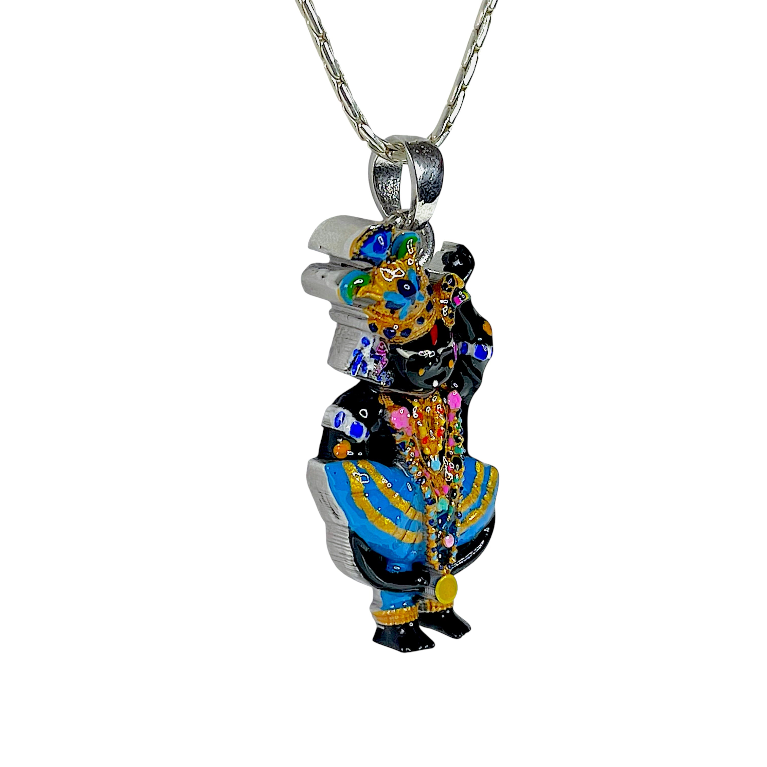 925 Sterling Silver Shri Girdhar Lal Ji Pendant with Meena Work | Divine Krishna Locket for Blessings & Devotion