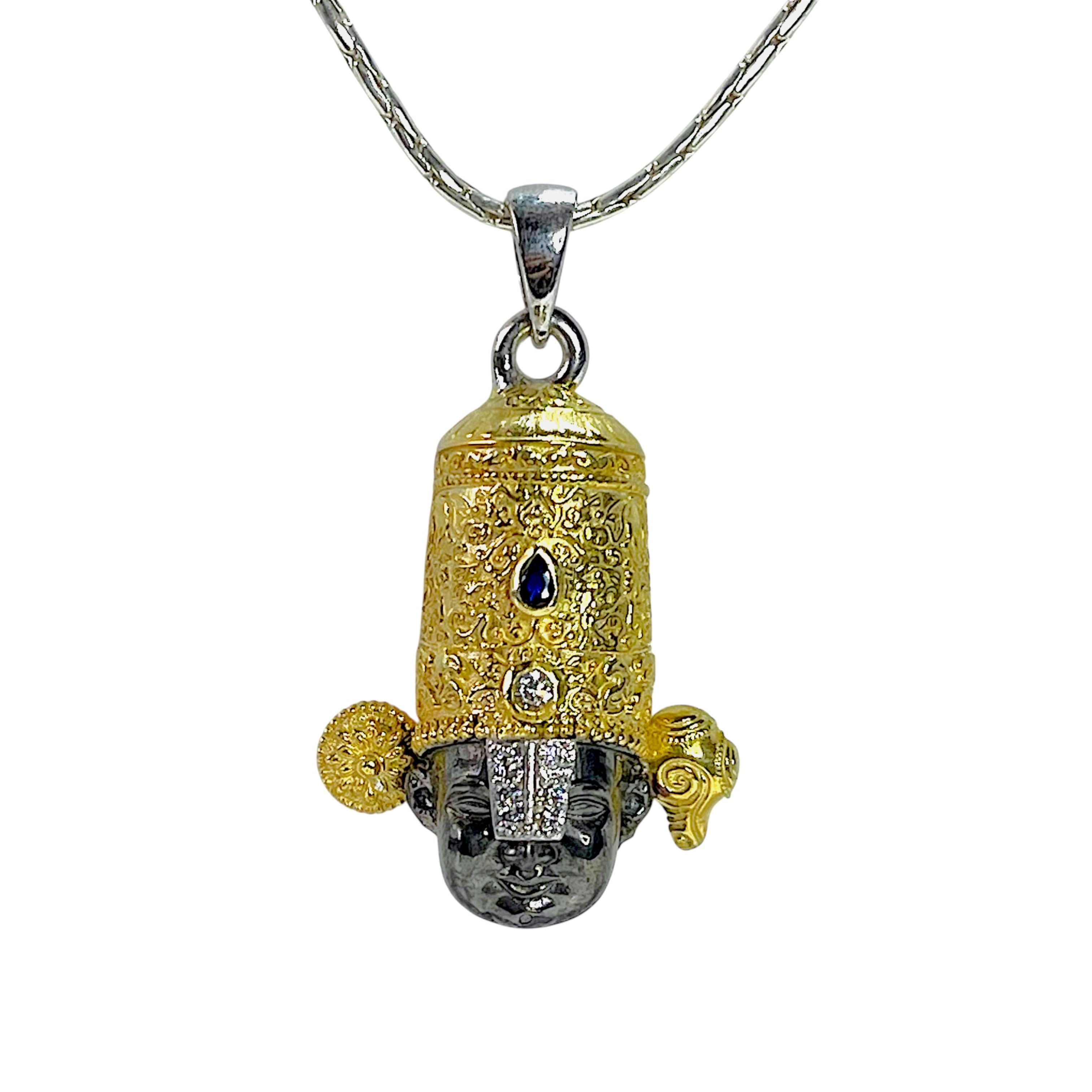 925 Sterling Silver Tirupati Balaji 3D Face Pendant with Premium Meena Work | Sri Venkateswara Swamy Divine Locket for Men & Women