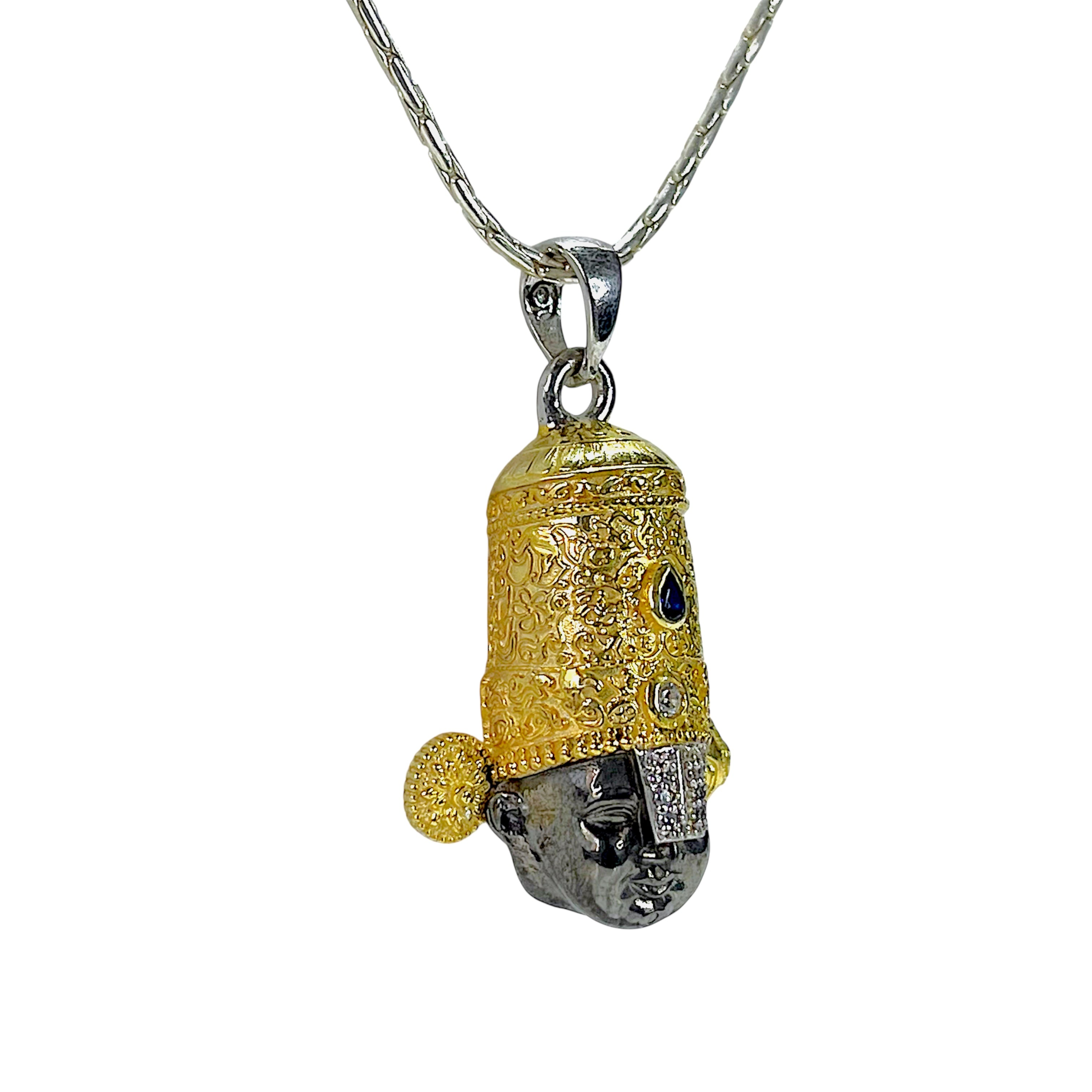 925 Sterling Silver Tirupati Balaji 3D Face Pendant with Premium Meena Work | Sri Venkateswara Swamy Divine Locket for Men & Women