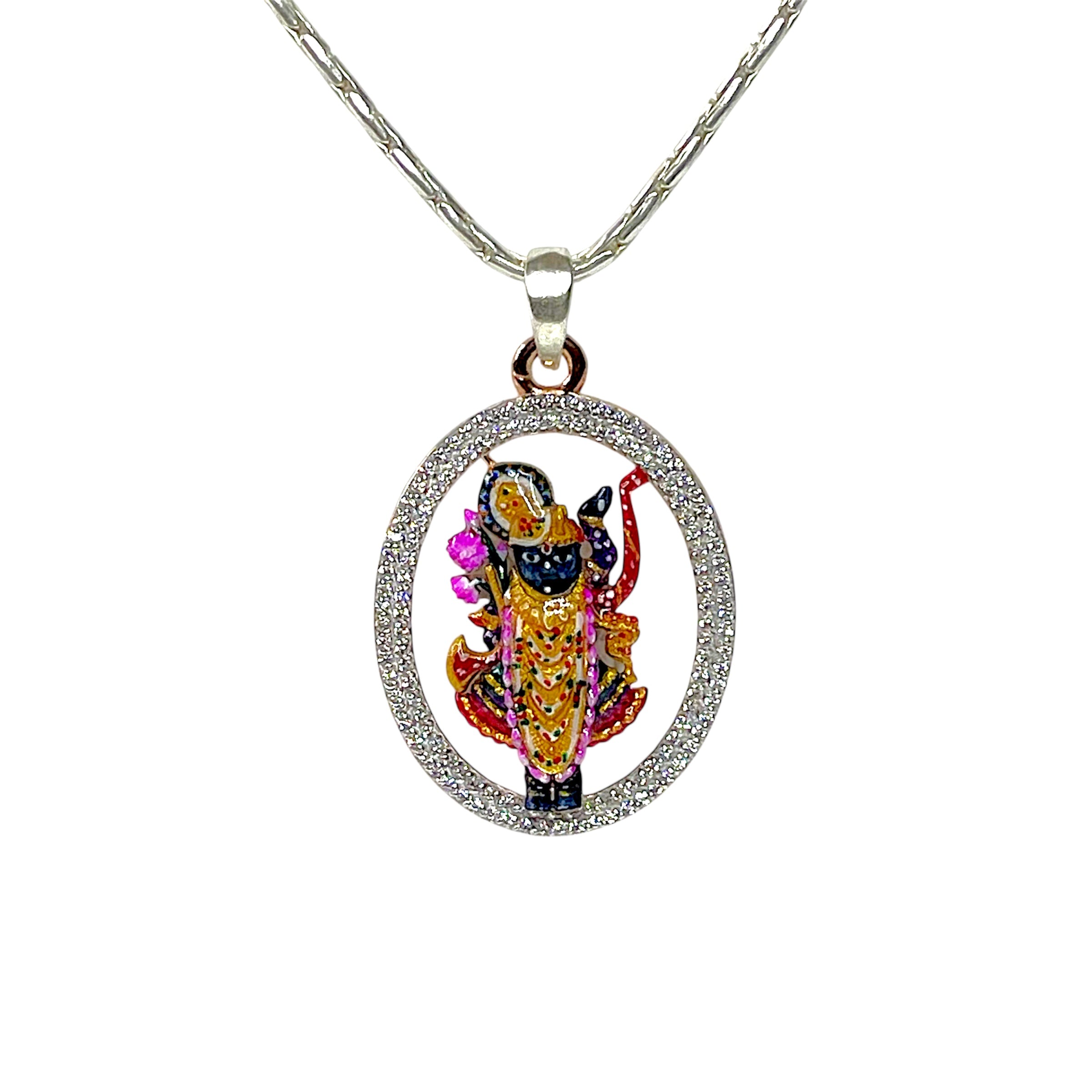 925 silver Shrinathji pendant front view