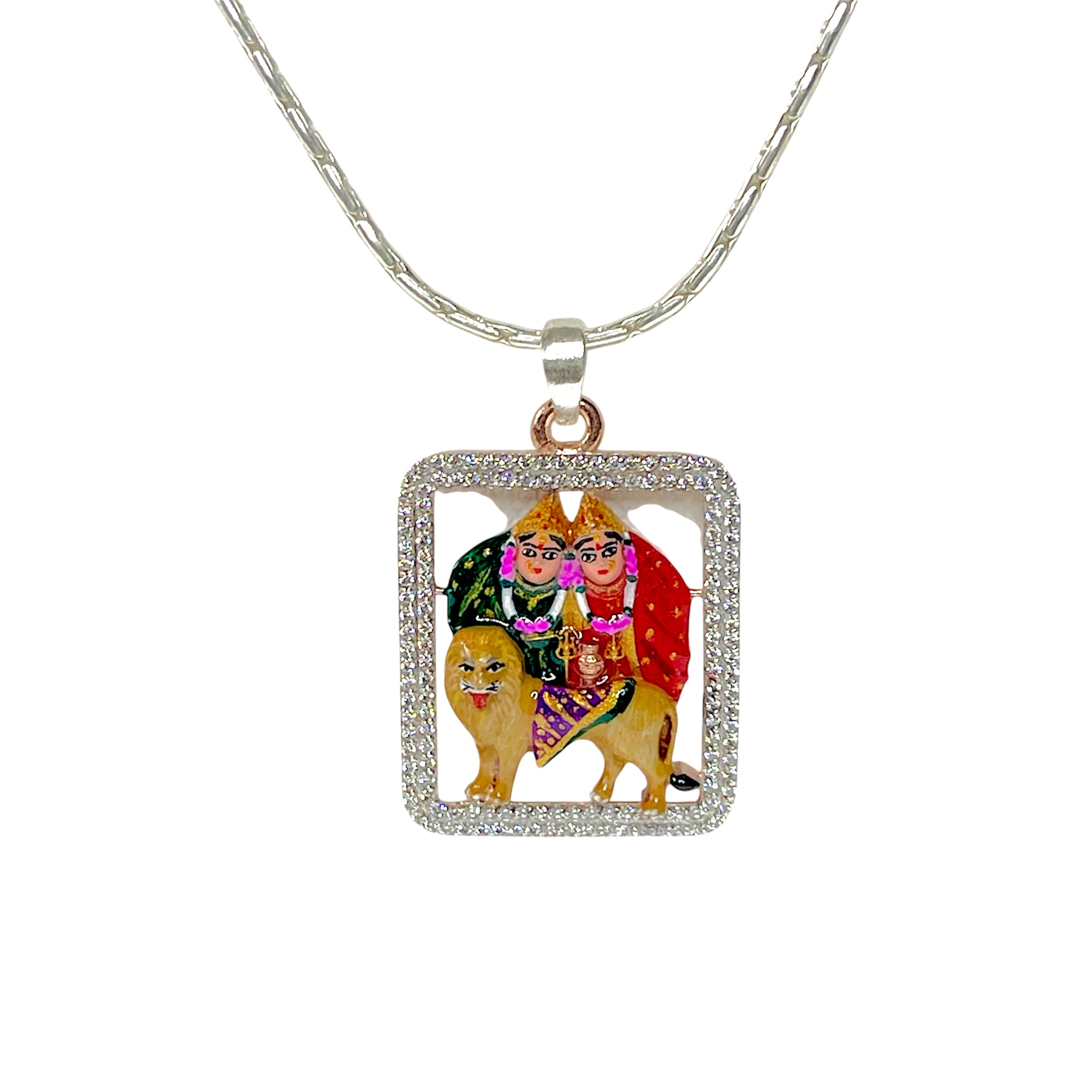 925 silver Chamunda Maa pendant front view