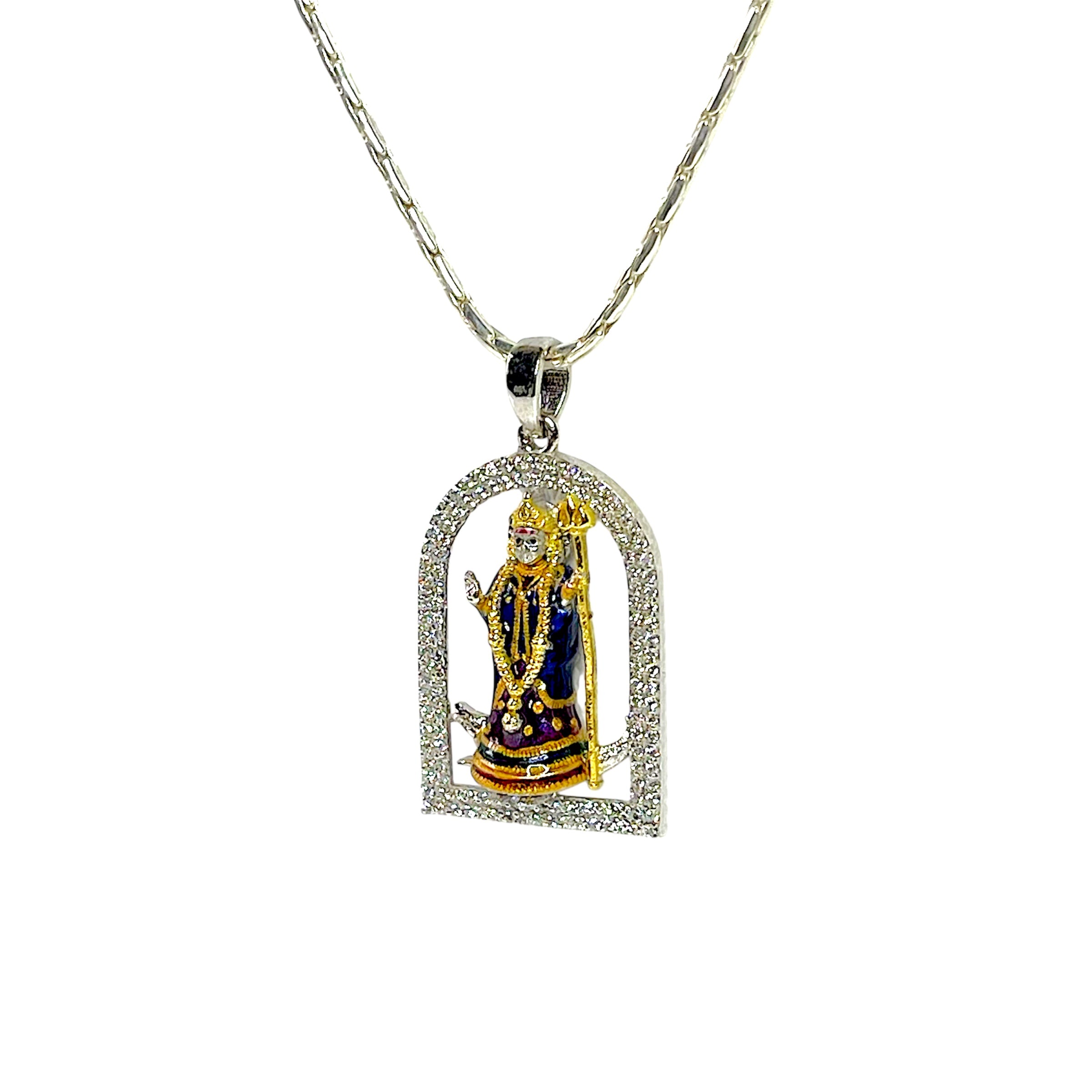 925 silver Khodiyar Maa locket diamond detail