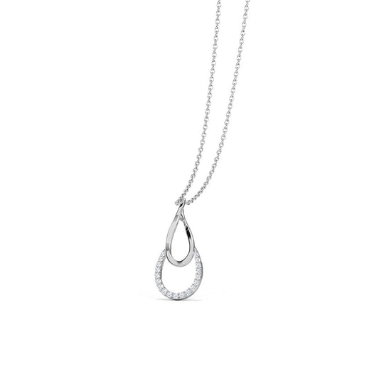 Sterling Silver Diamond Raindrop Chain Pendant