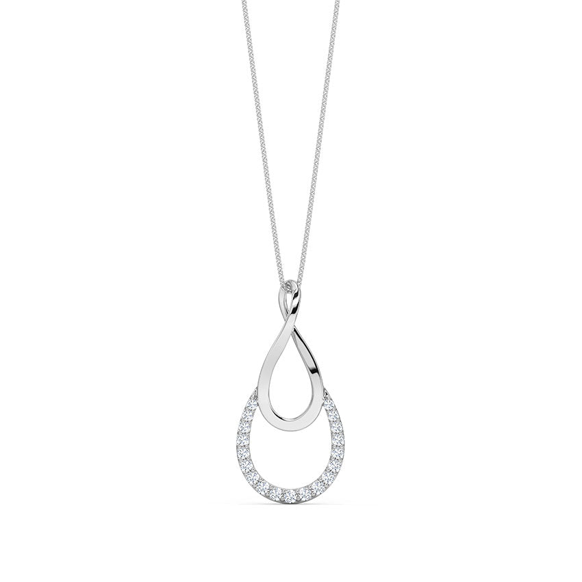 Sterling Silver Diamond Raindrop Chain Pendant