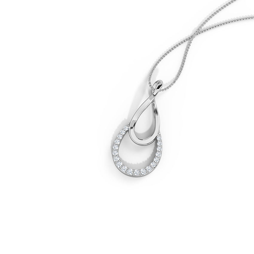 Sterling Silver Diamond Raindrop Chain Pendant