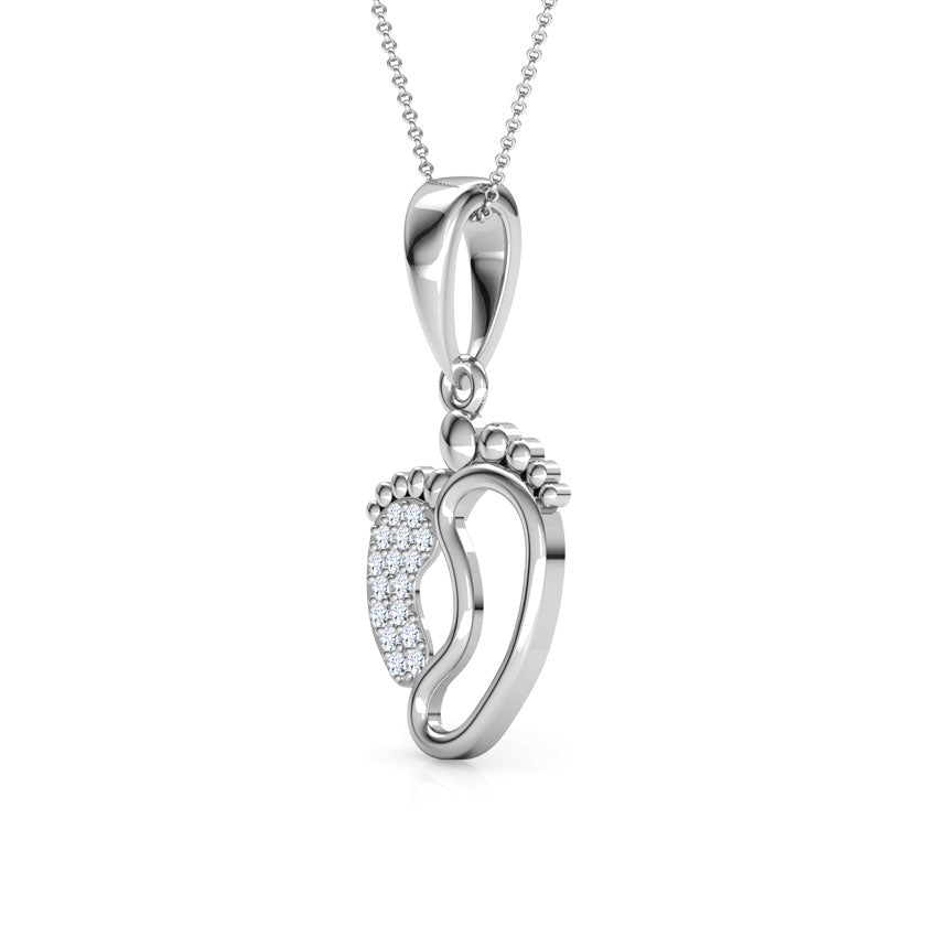 Family Bond Sterling Silver Diamond Chain Pendants for Mother and Daughter