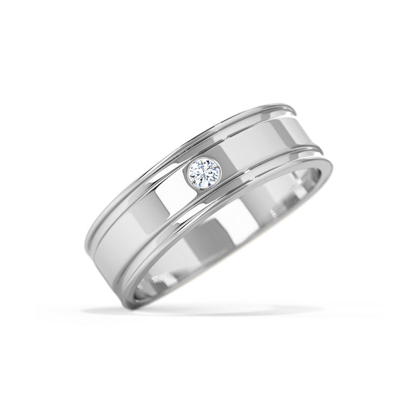 Sterling Silver Men's Single Diamond Band Ring