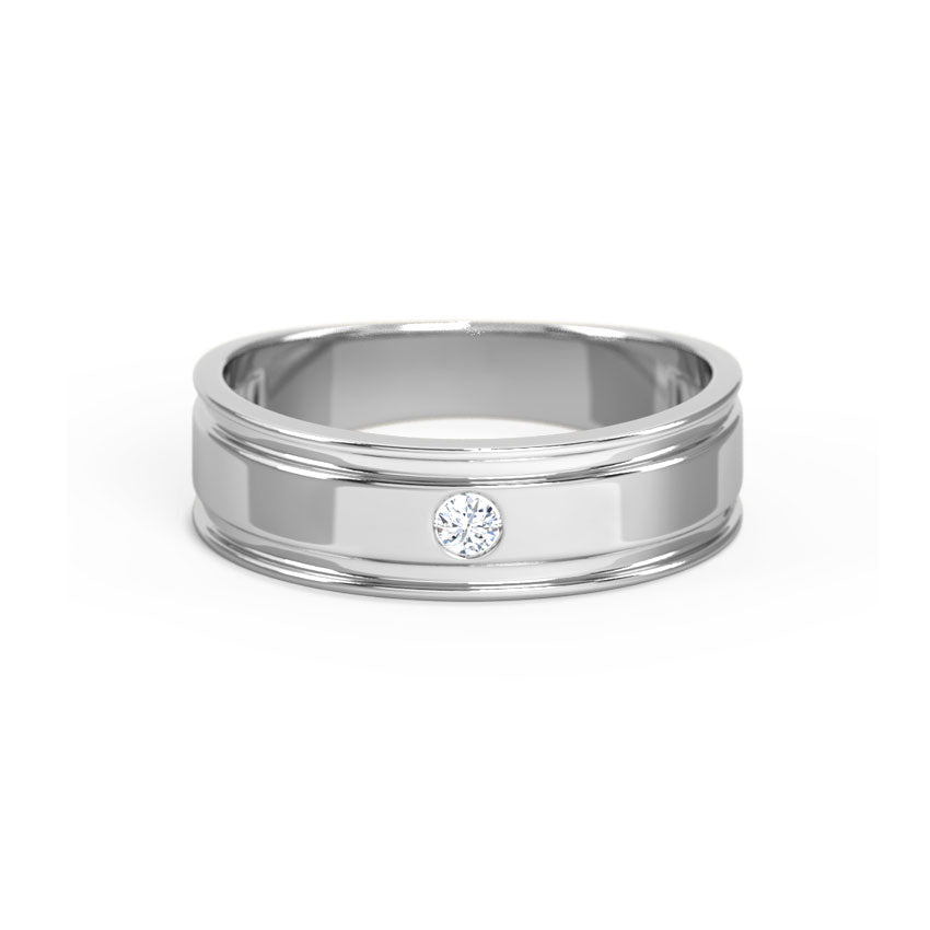 Sterling Silver Men's Single Diamond Band Ring