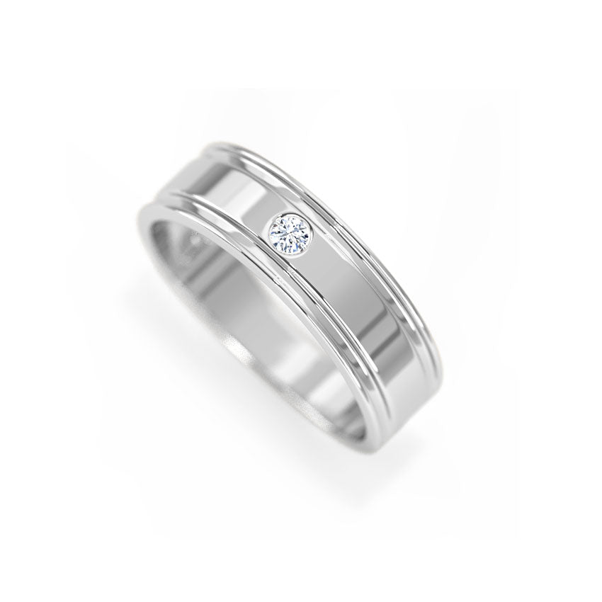 Sterling Silver Men's Single Diamond Band Ring