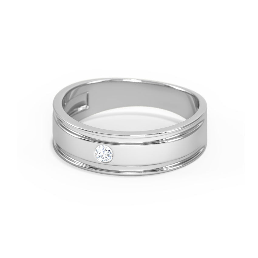 Sterling Silver Men's Single Diamond Band Ring