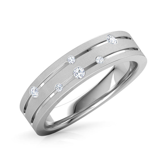 Stellar Whirl Sterling Silver Diamond Men's Band