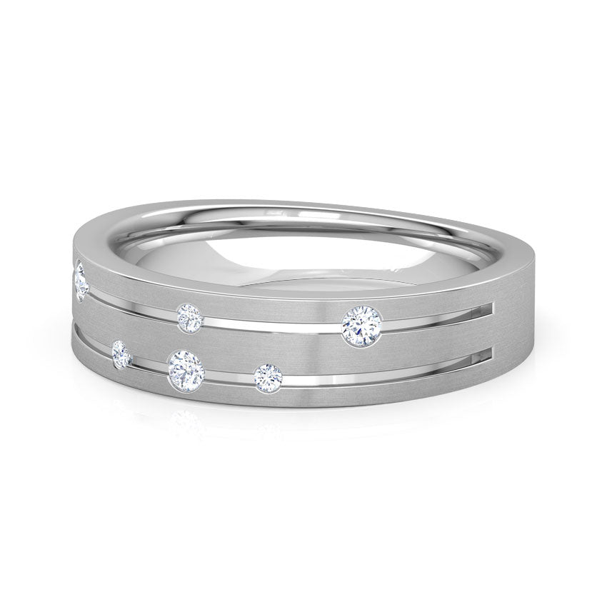 Stellar Whirl Sterling Silver Diamond Men's Band