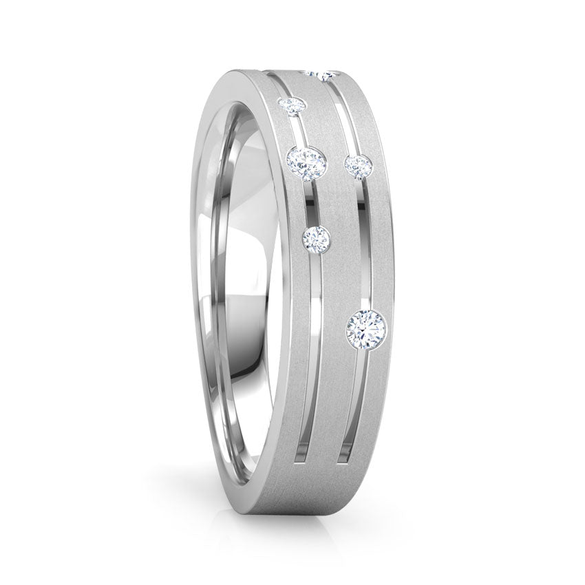 Stellar Whirl Sterling Silver Diamond Men's Band