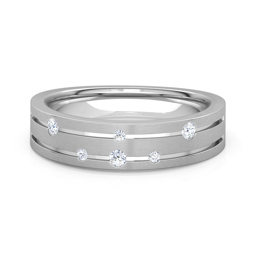 Stellar Whirl Sterling Silver Diamond Men's Band