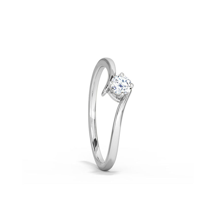 Round Brilliant Solitaire Diamond Engagement Ring in Sterling Silver