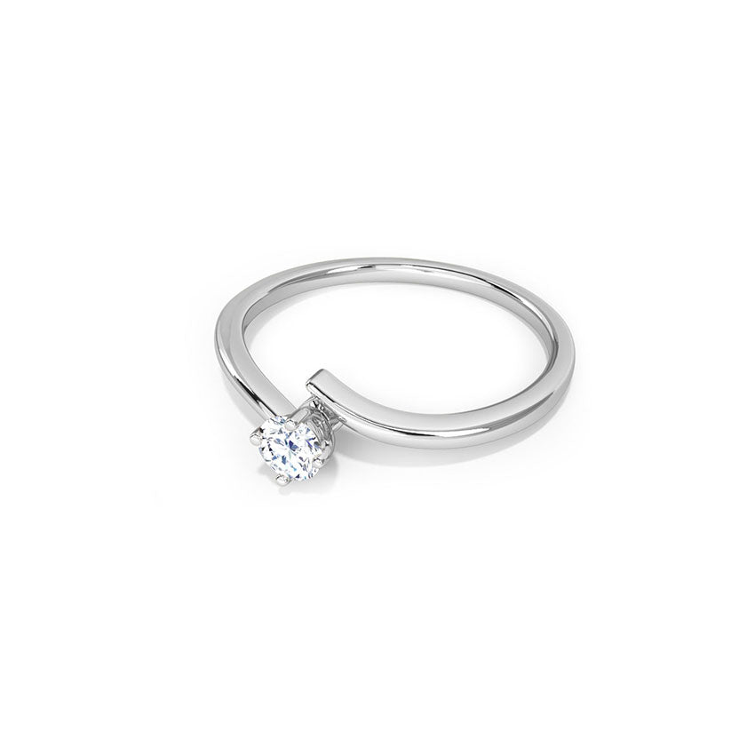 Round Brilliant Solitaire Diamond Engagement Ring in Sterling Silver