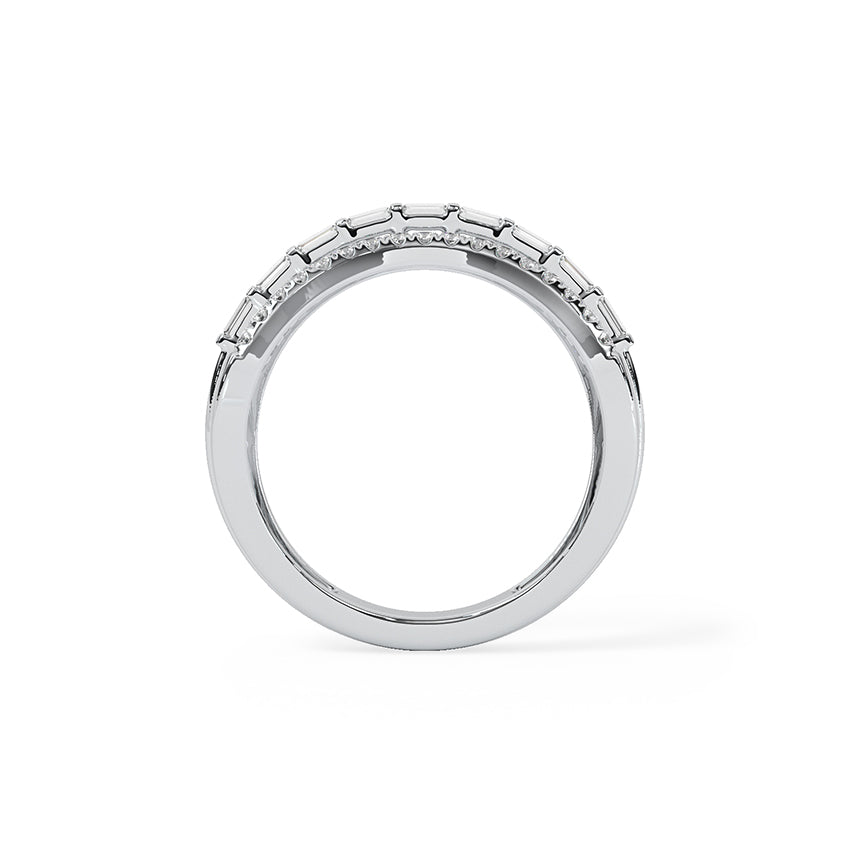 Trio Ripple Sterling Diamond Silver Ring