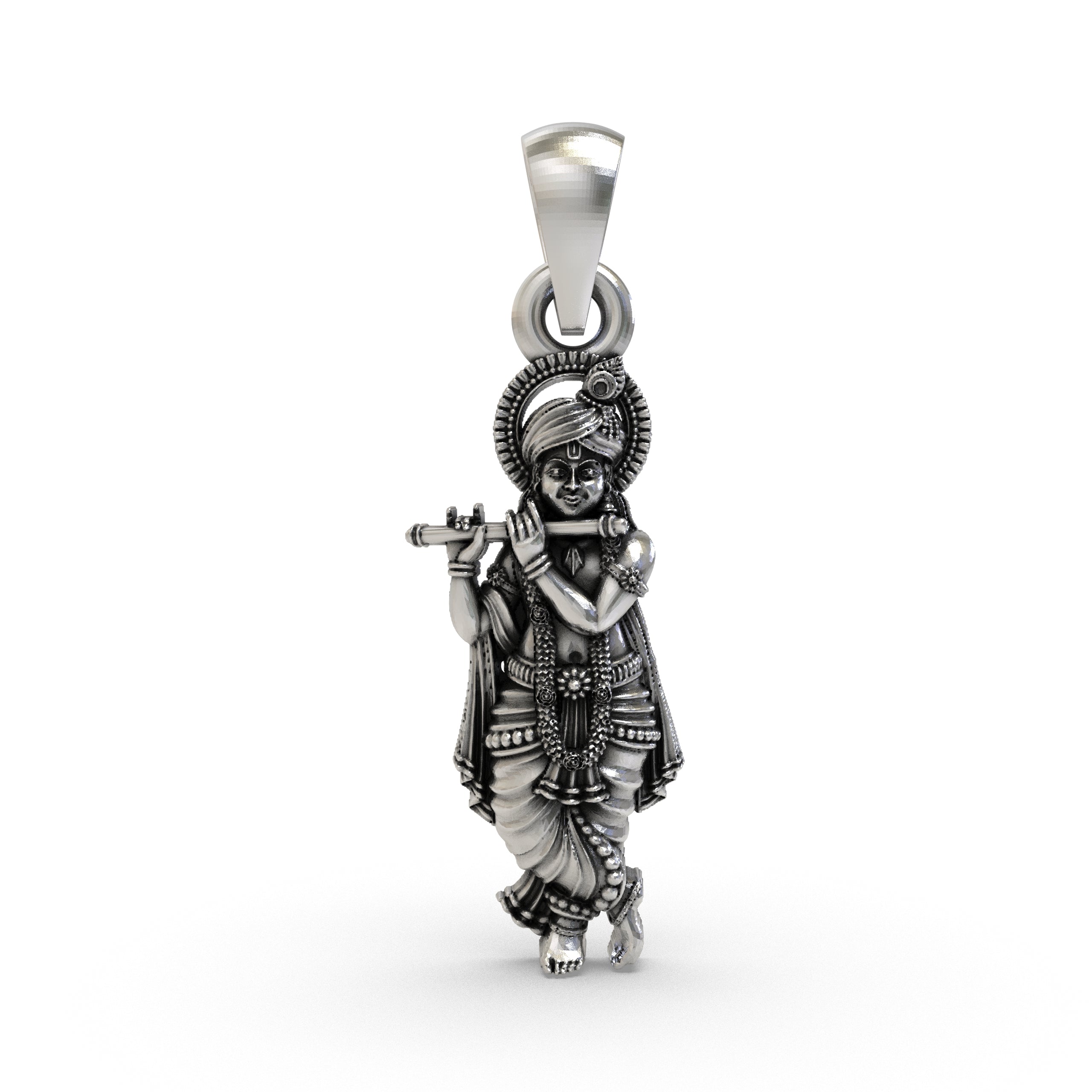 925 Silver Krishna Pendant | Sterling Silver Hindu God Vishnu Necklace, Vaishnav Spiritual Jewelry for Men & Women