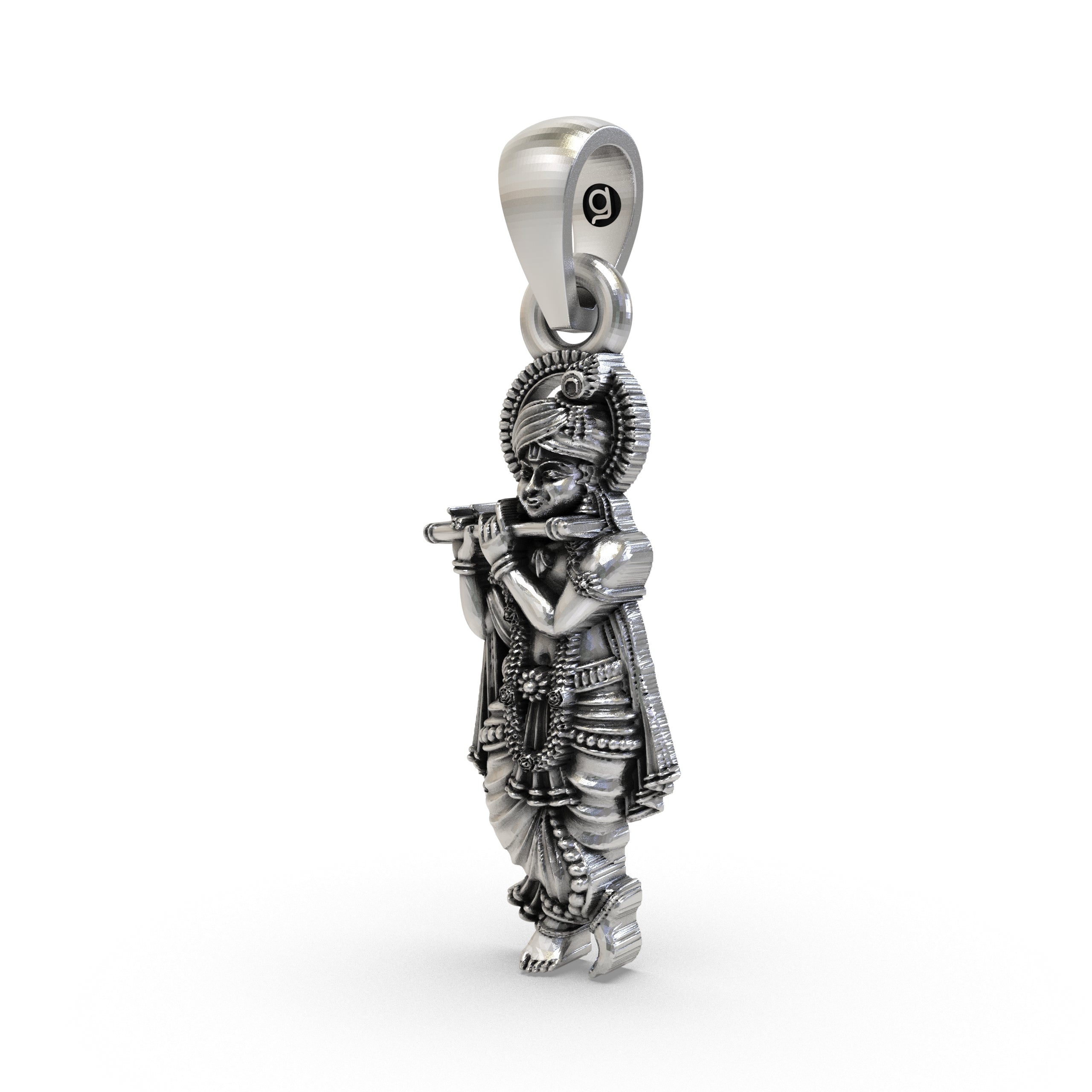 925 Silver Krishna Pendant | Sterling Silver Hindu God Vishnu Necklace, Vaishnav Spiritual Jewelry for Men & Women