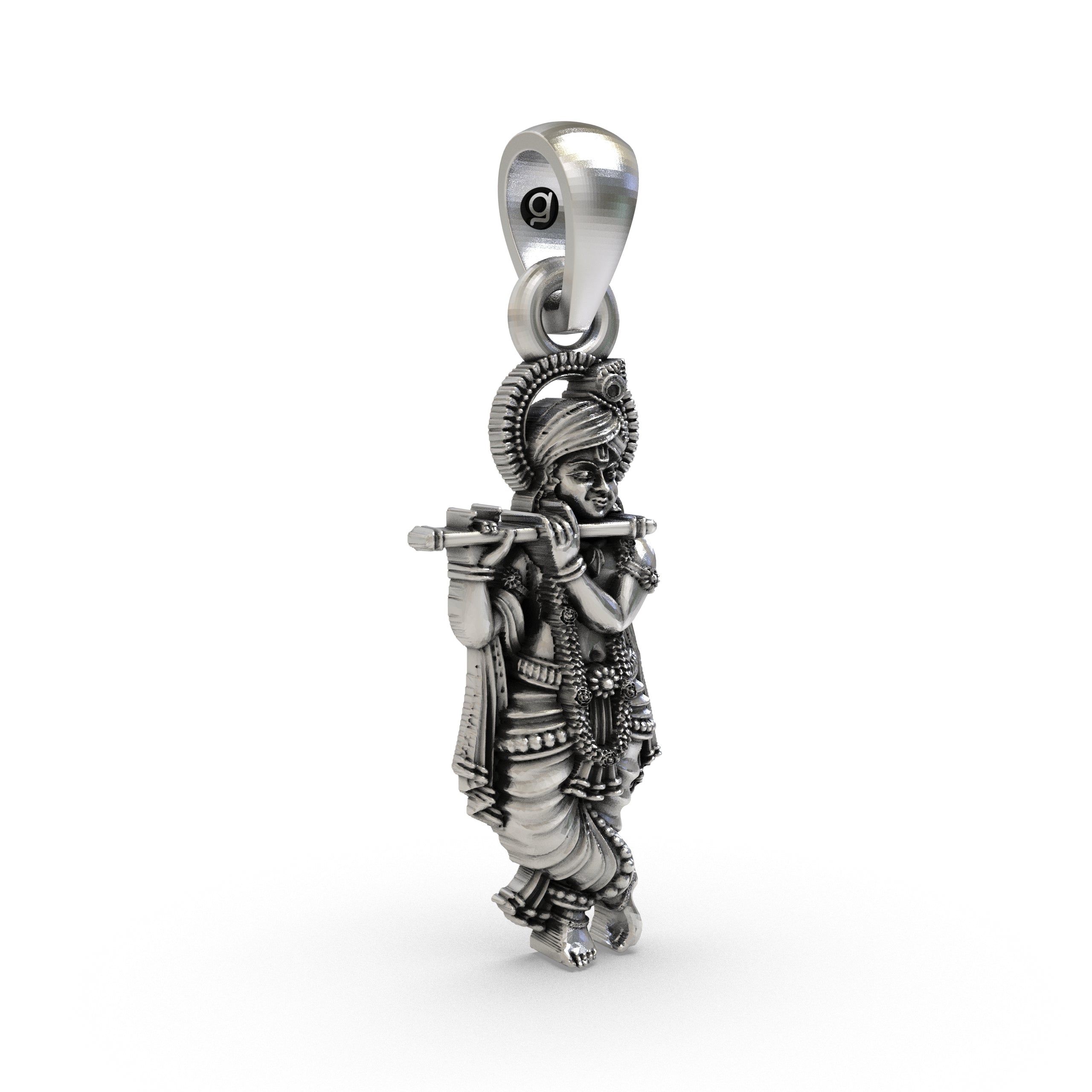 925 Silver Krishna Pendant | Sterling Silver Hindu God Vishnu Necklace, Vaishnav Spiritual Jewelry for Men & Women