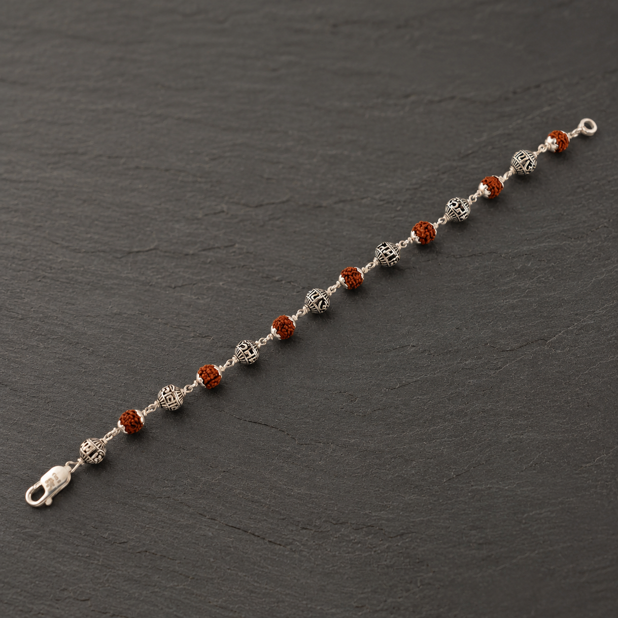 Rudraksha and silver beads bracelet dedicated to Lord Shiva