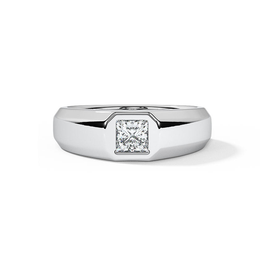 Princess Cut Sterling Silver Ring for Men