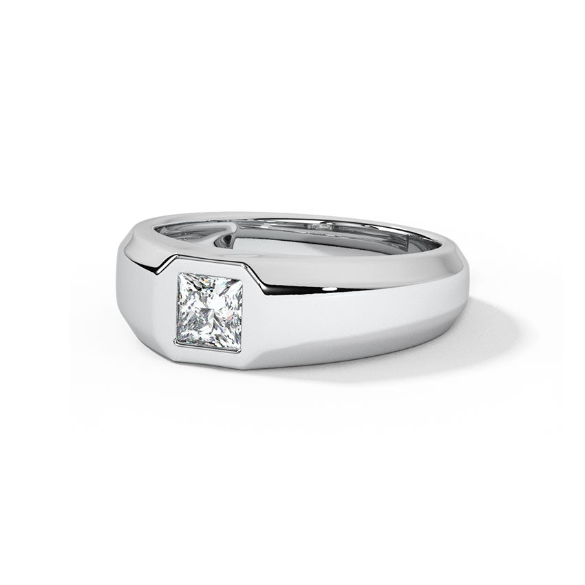 Princess Cut Sterling Silver Ring for Men