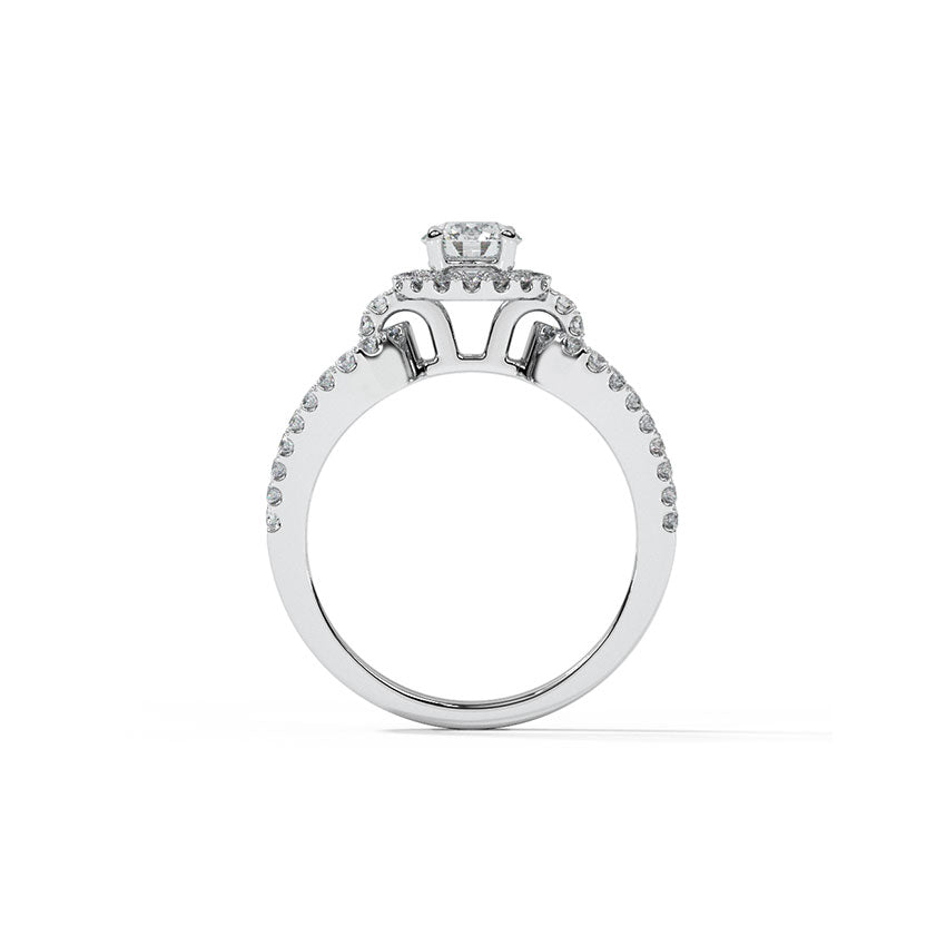 Sterling Silver Solitaire Hoop Ring with Sparkling Diamond Accent