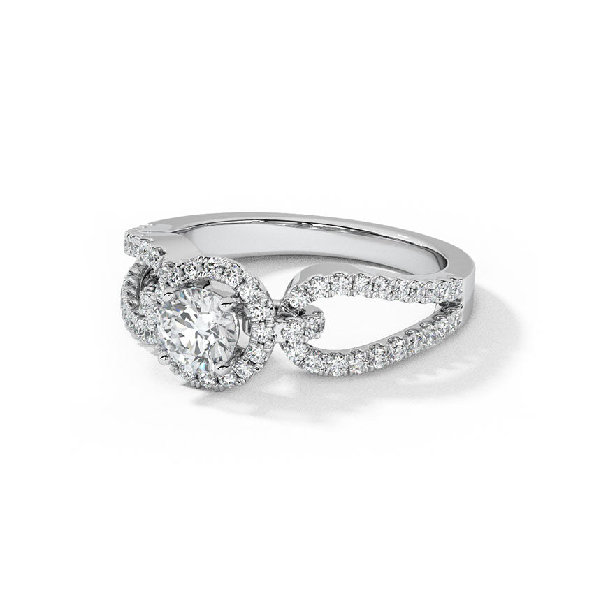 Sterling Silver Solitaire Hoop Ring with Sparkling Diamond Accent