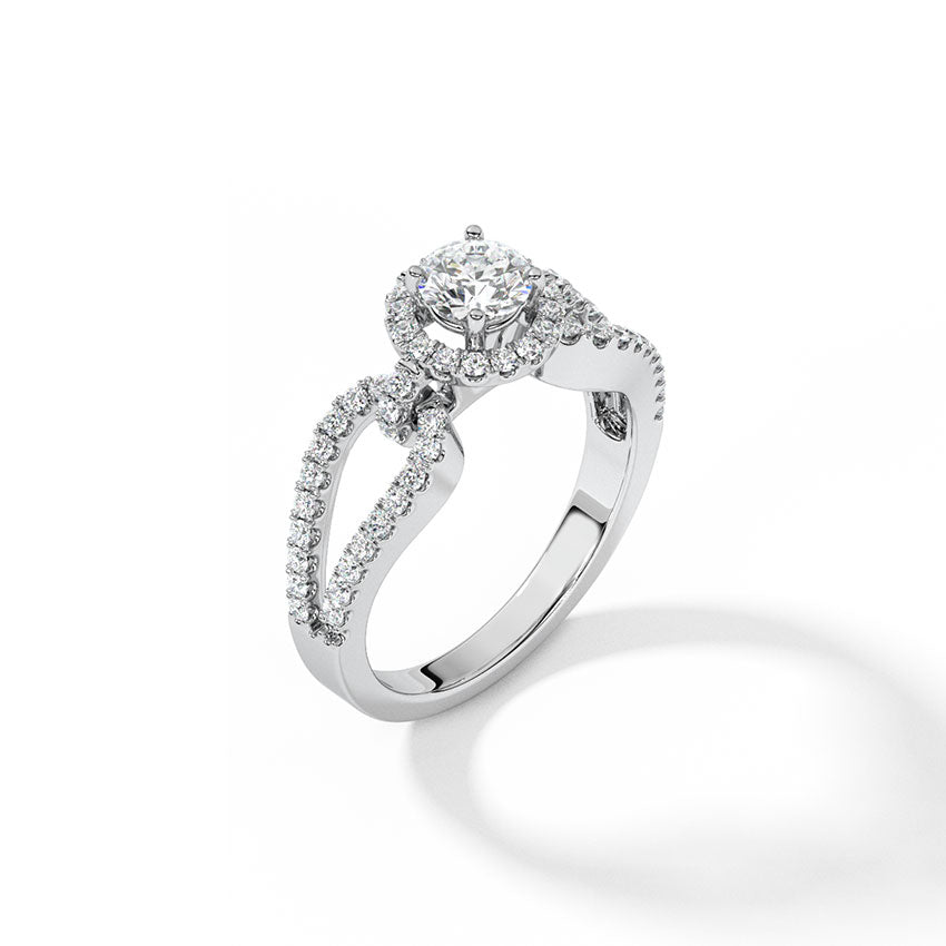 Sterling Silver Solitaire Hoop Ring with Sparkling Diamond Accent