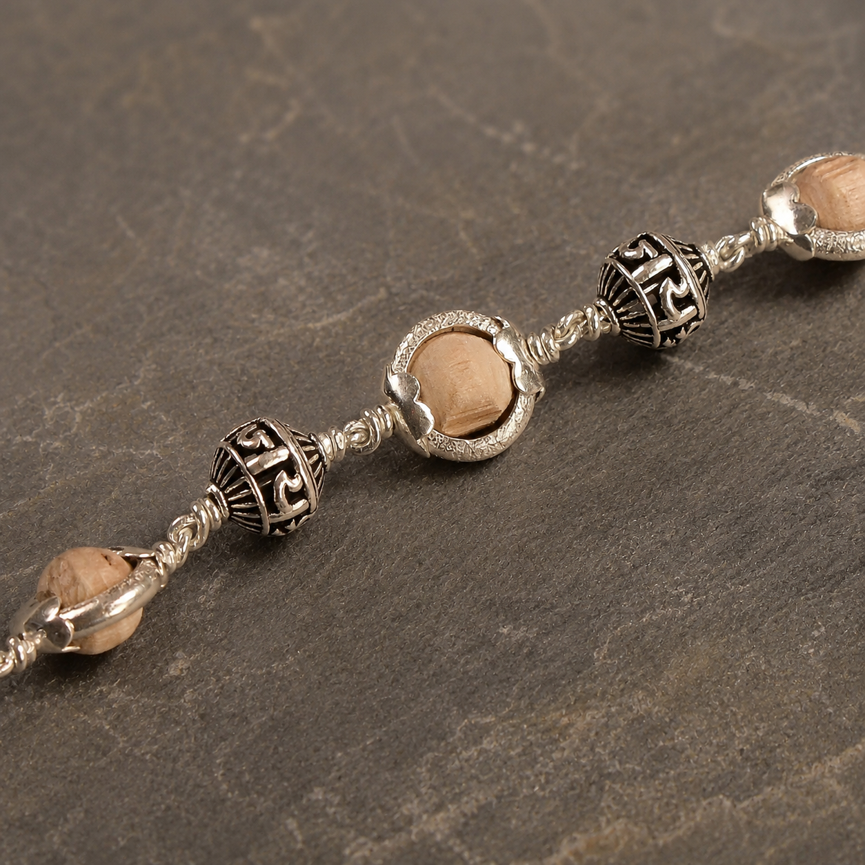 Tulsi bracelet with 925 silver Jay Shree Ram beads