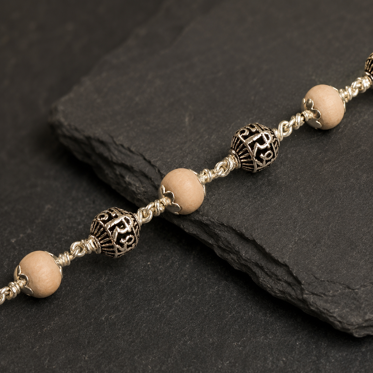 Tulsi bracelet with 925 silver Shree Hari beads