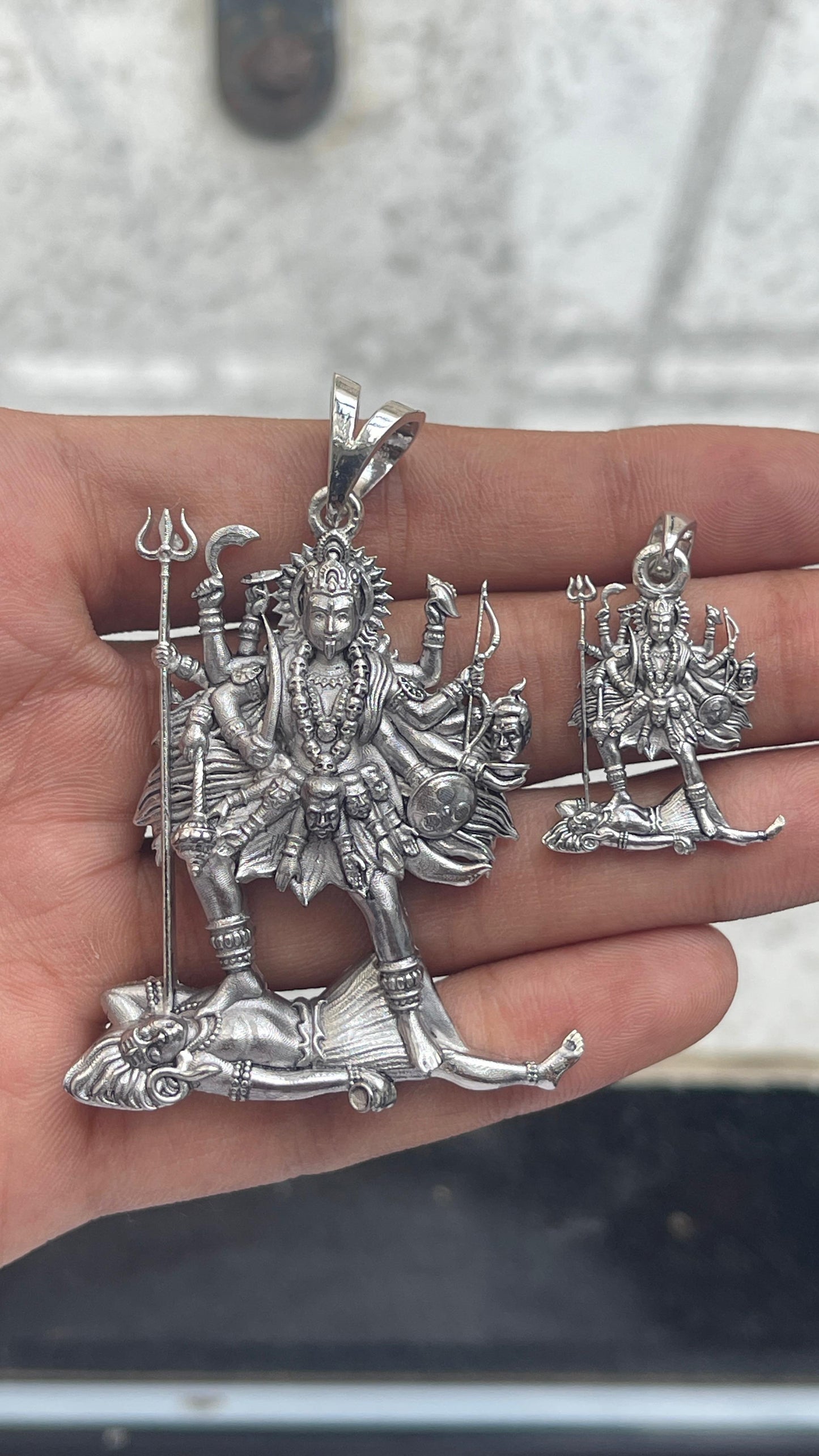 Silver kali maa pendant