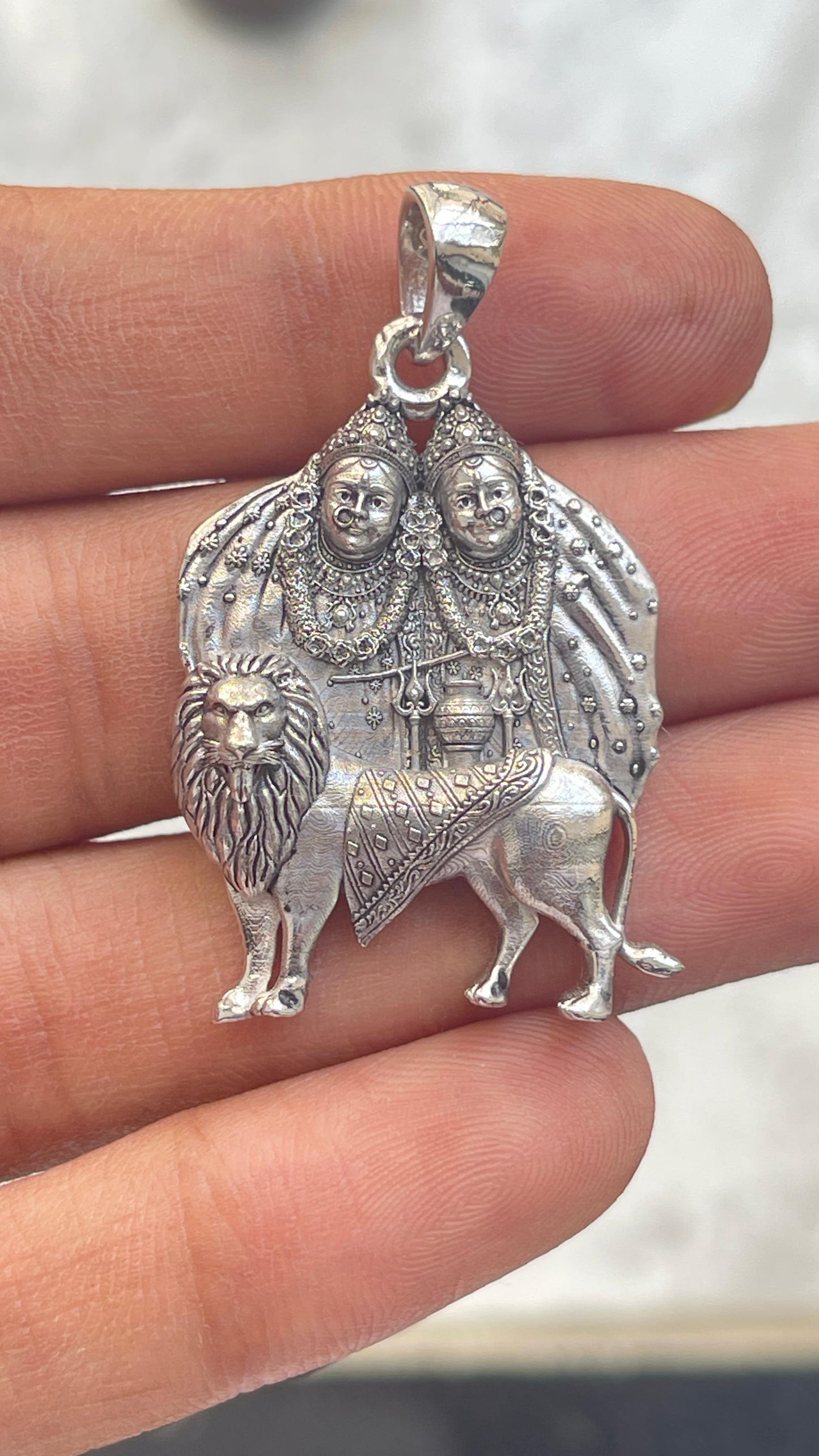 Silver Chamunda maa Pendant