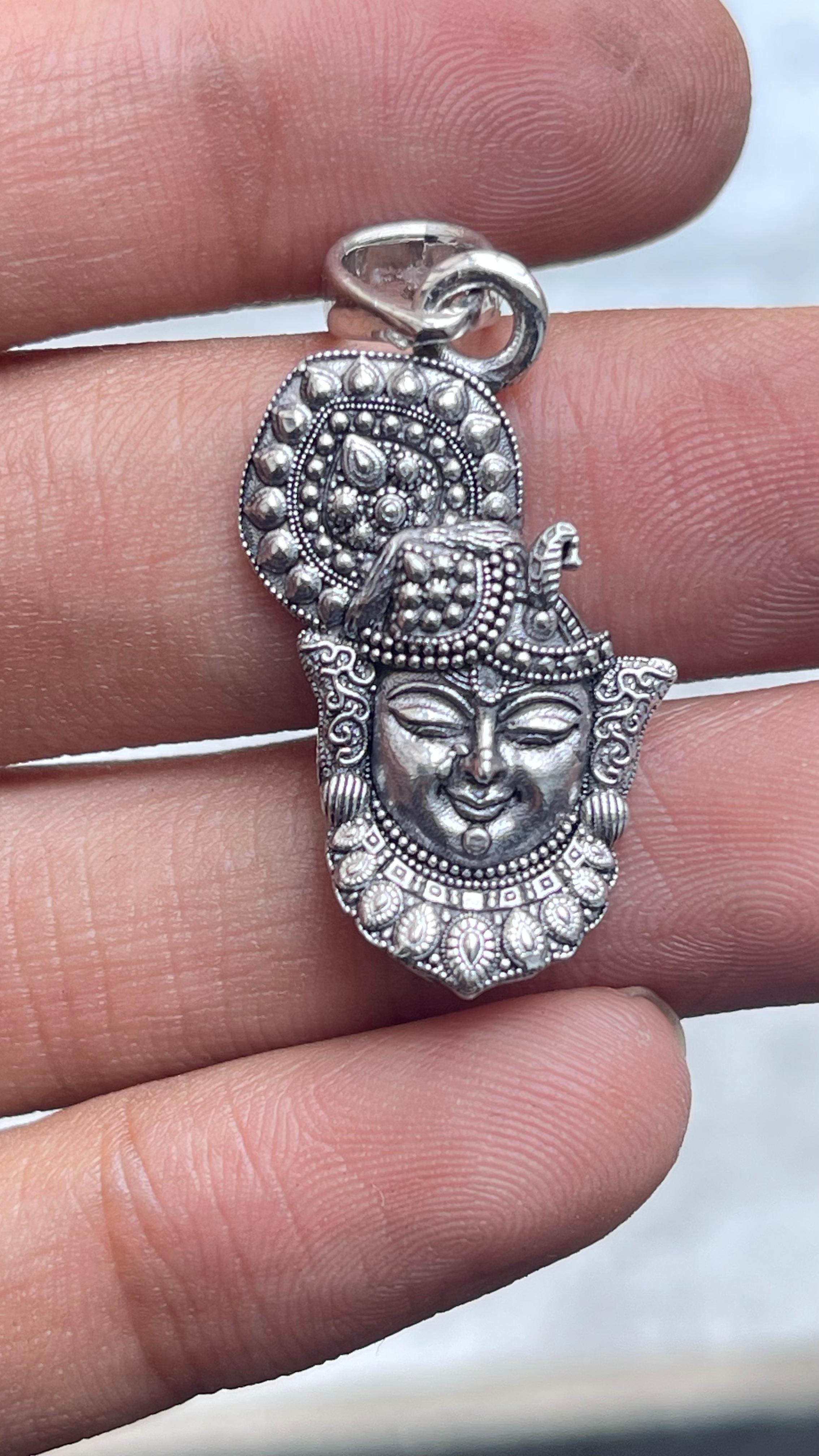 Silver Shrinathji Face Pendant