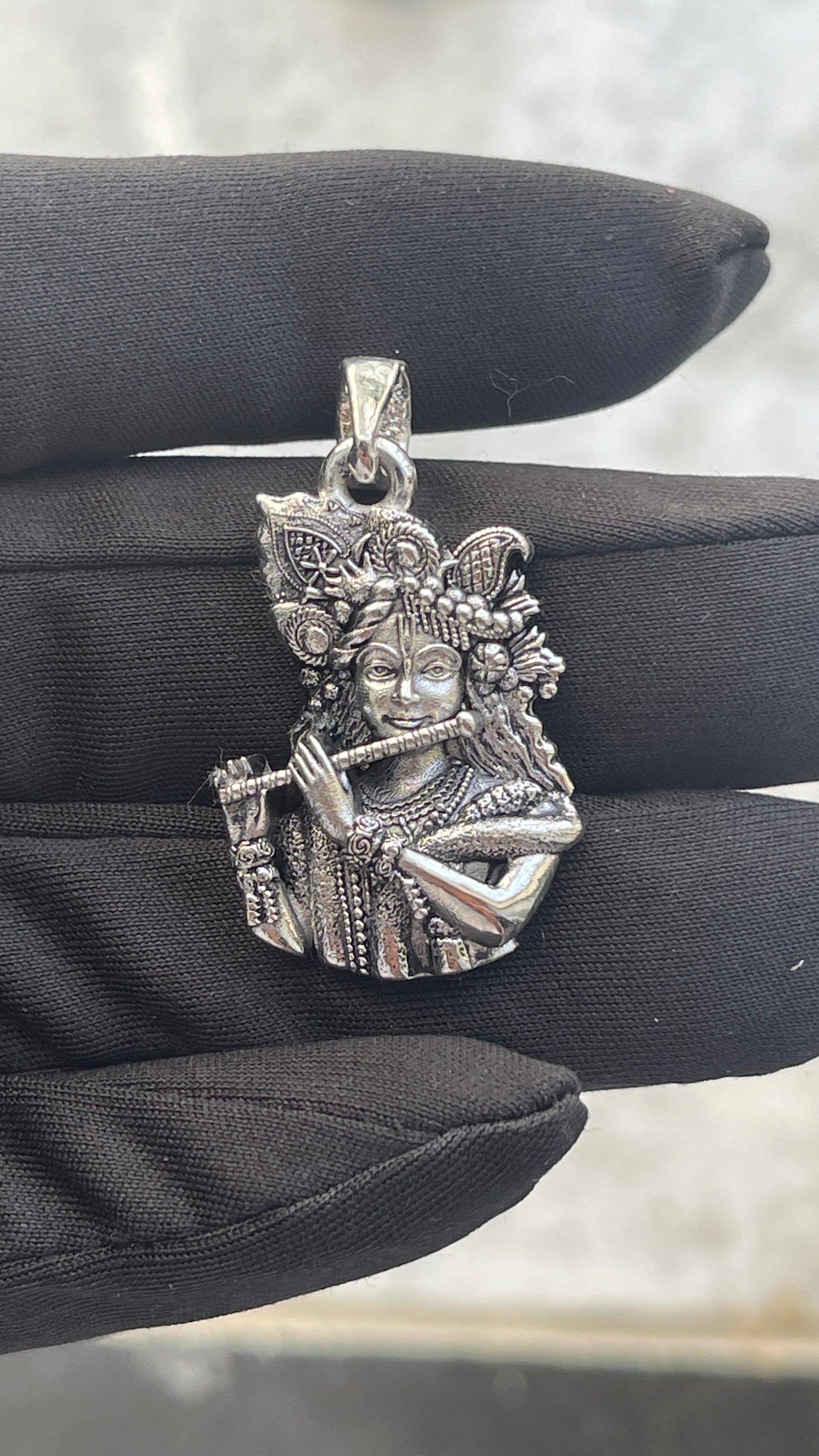 Silver Hare Krishna Pendant