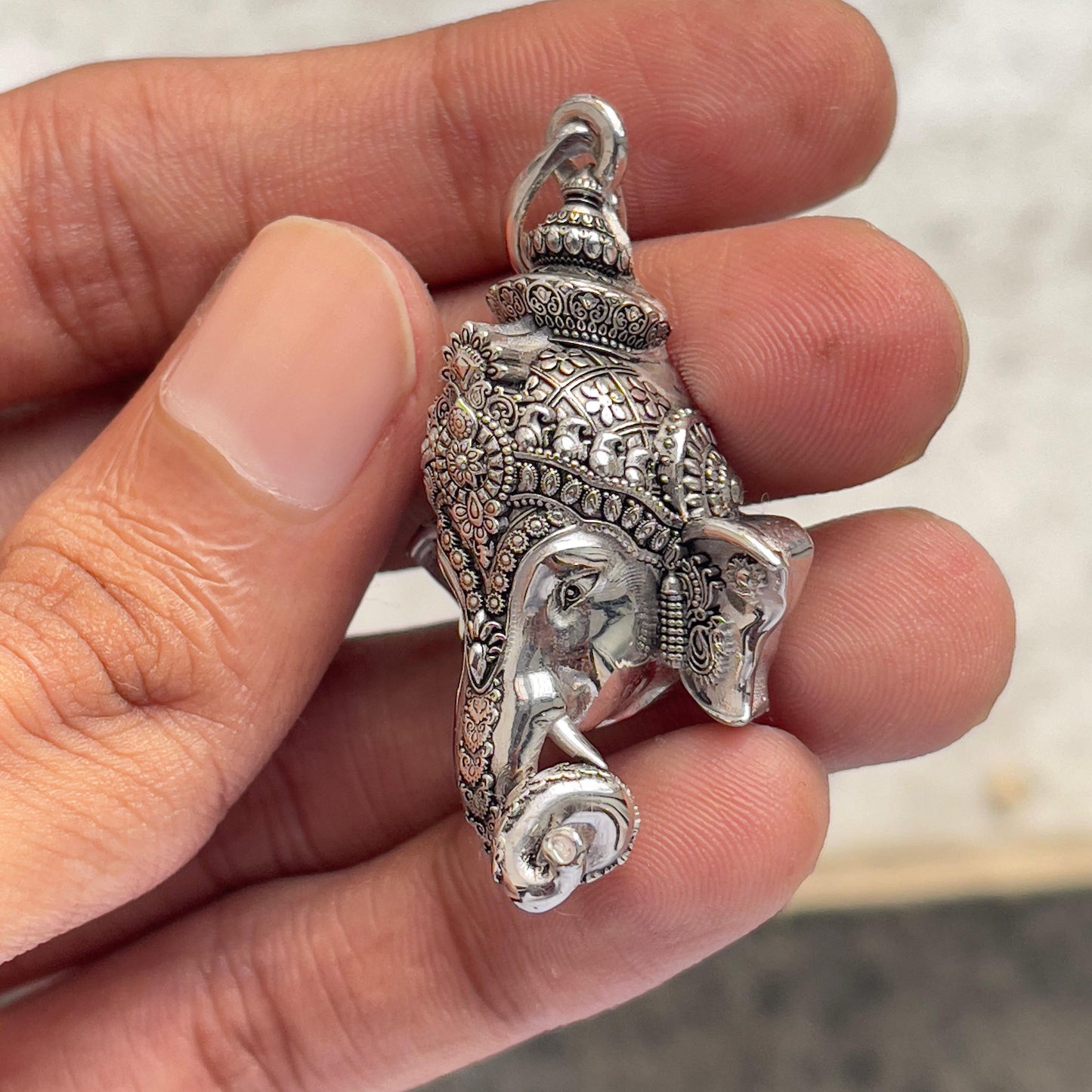 925 Silver Ganpati Face Pendant