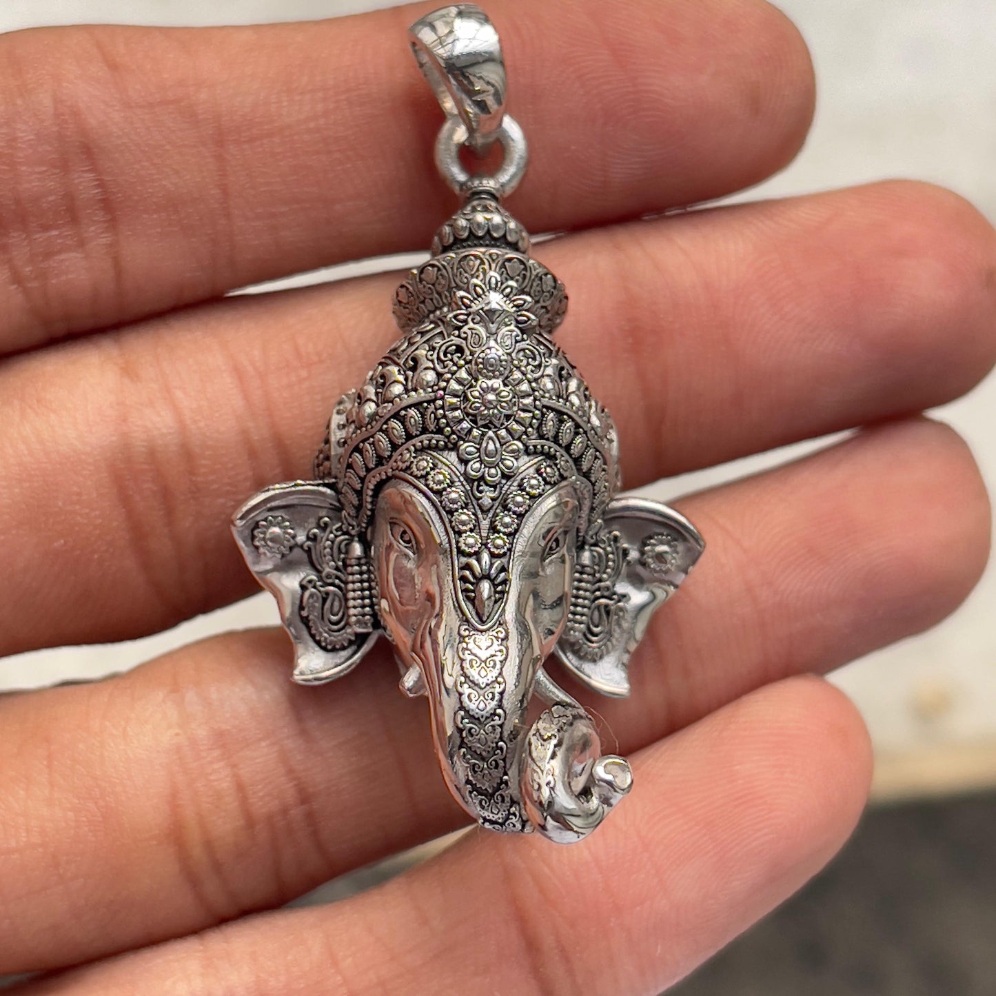 925 Silver Ganpati Face Pendant