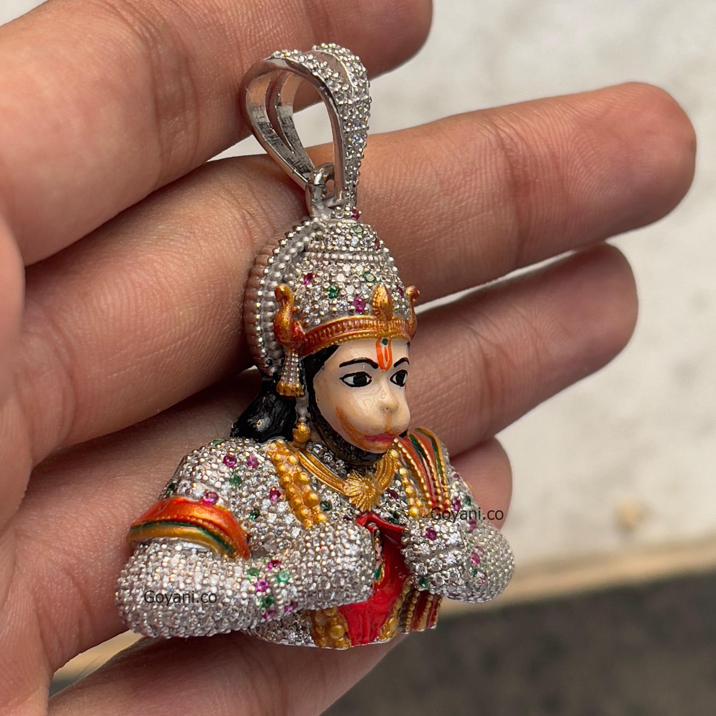 Ice Full Diamond Hanumanji Pendant Hip Hop Style 925 Silver Lord Hanuman Necklace