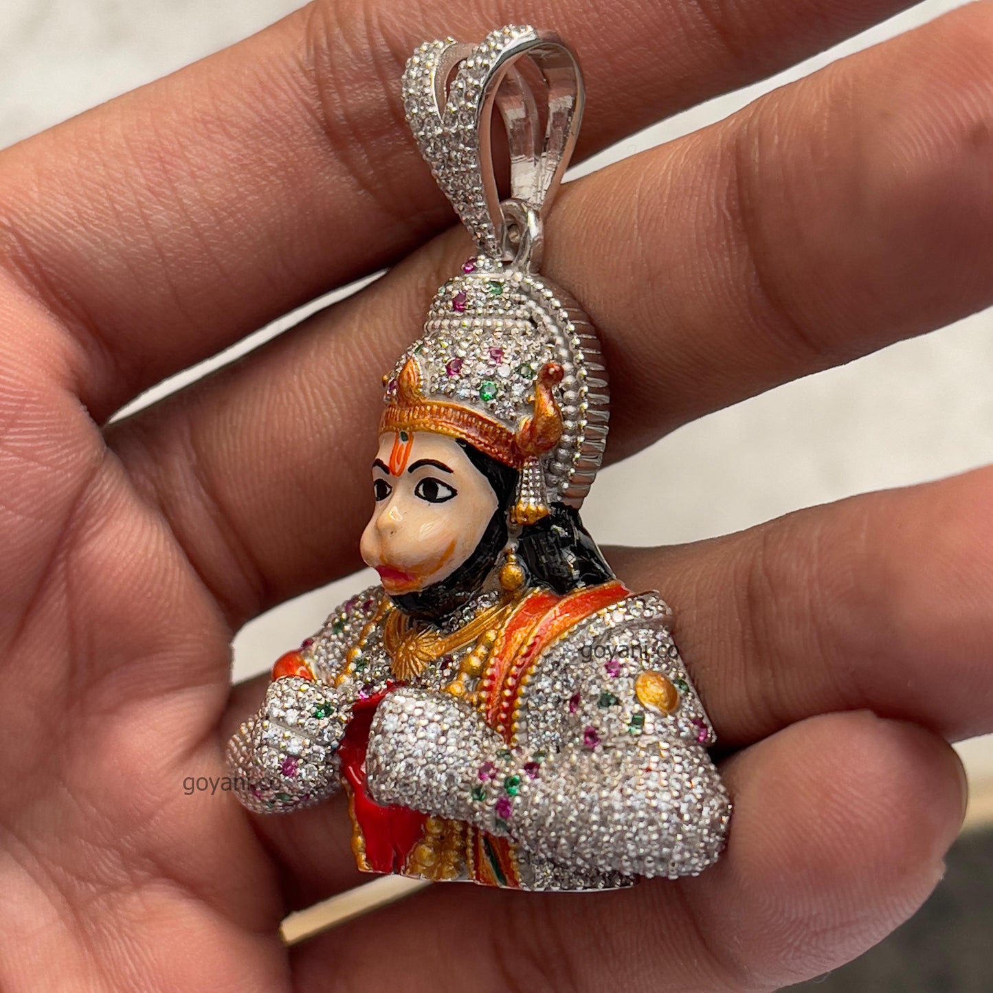 Ice Full Diamond Hanumanji Pendant Hip Hop Style 925 Silver Lord Hanuman Necklace