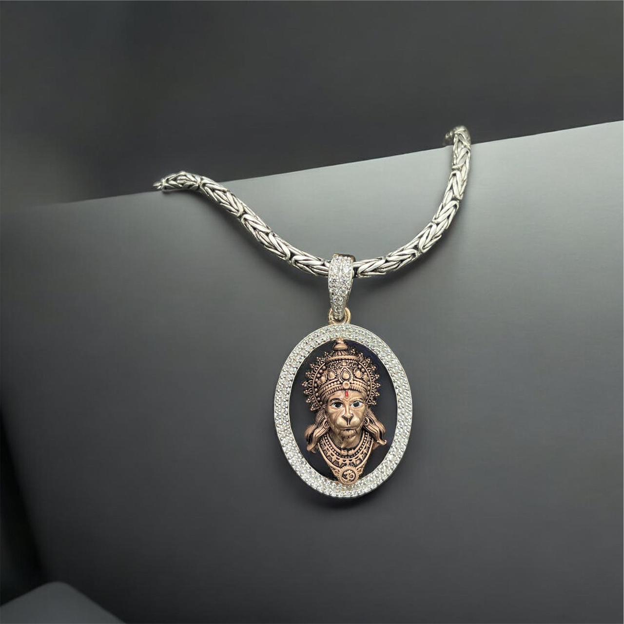 925 silver Hanumanji face pendant front view